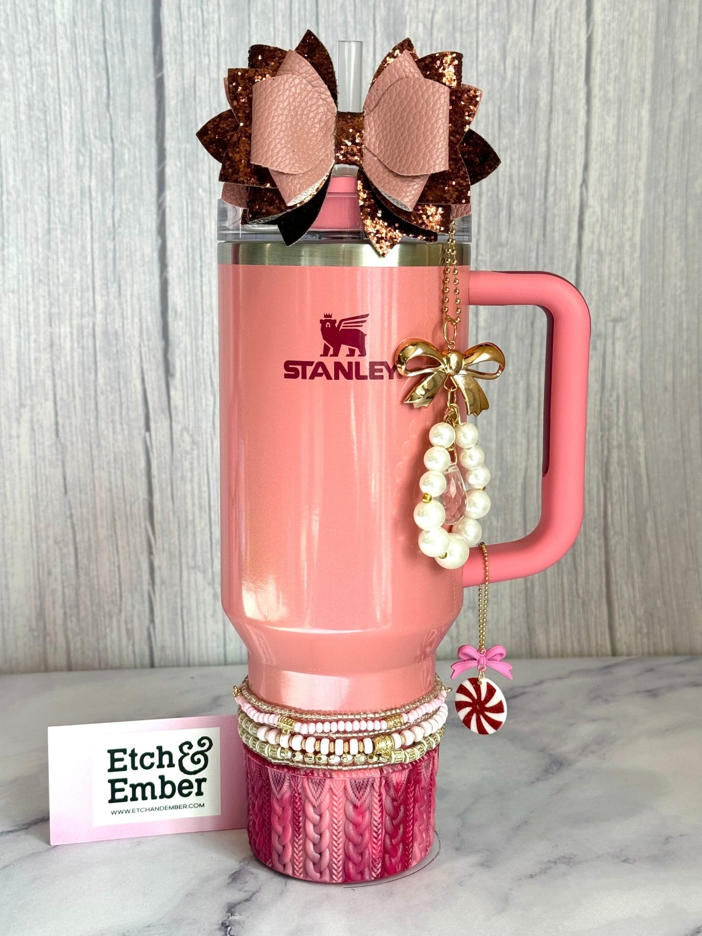 Antique Pink Glitter Tumbler Bow - The Nifty Little Finds - Bow - The Nifty Little Finds