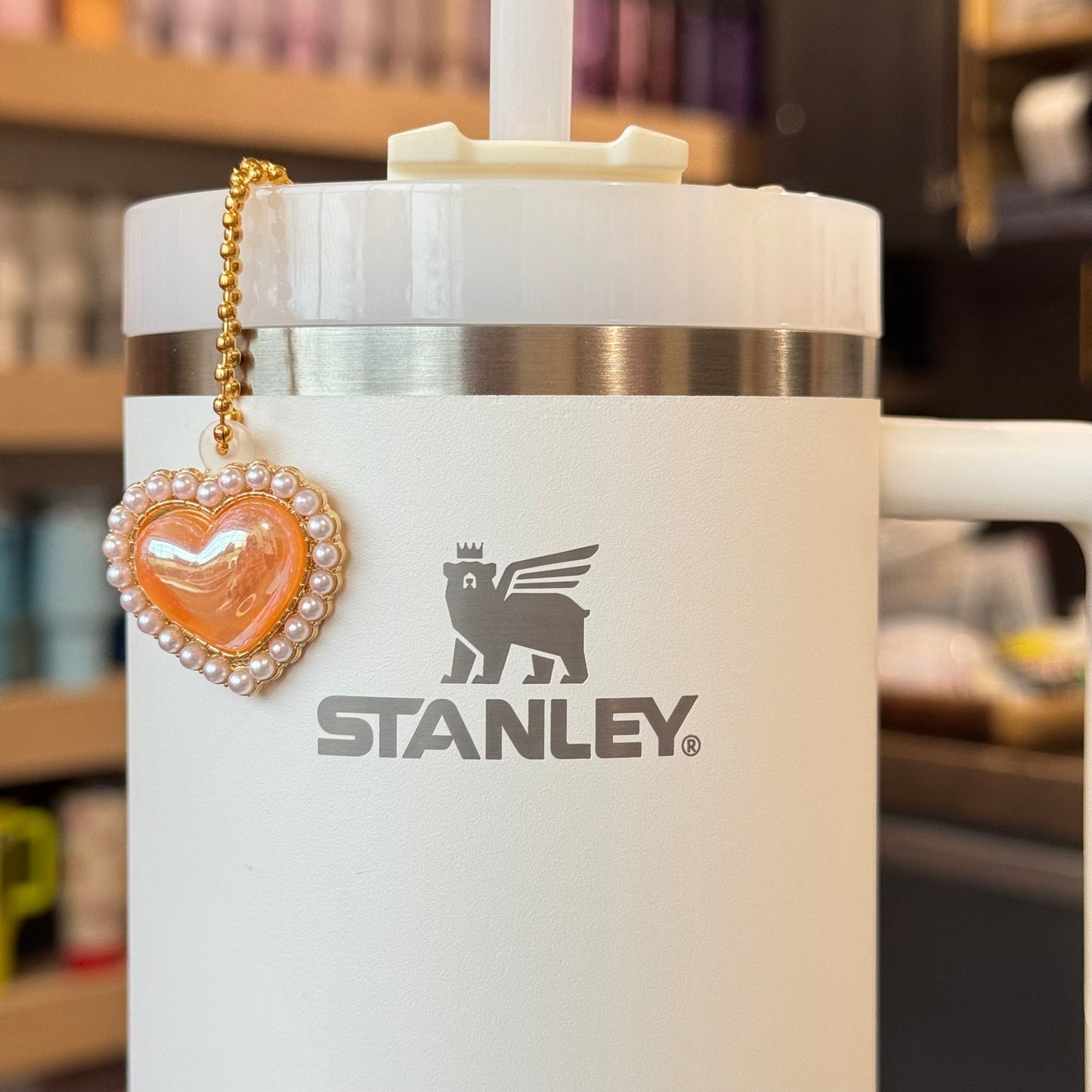 Peach Heart Charm - Tumbler Handle Charm - The Nifty Little Finds - Charm - The Nifty Little Finds