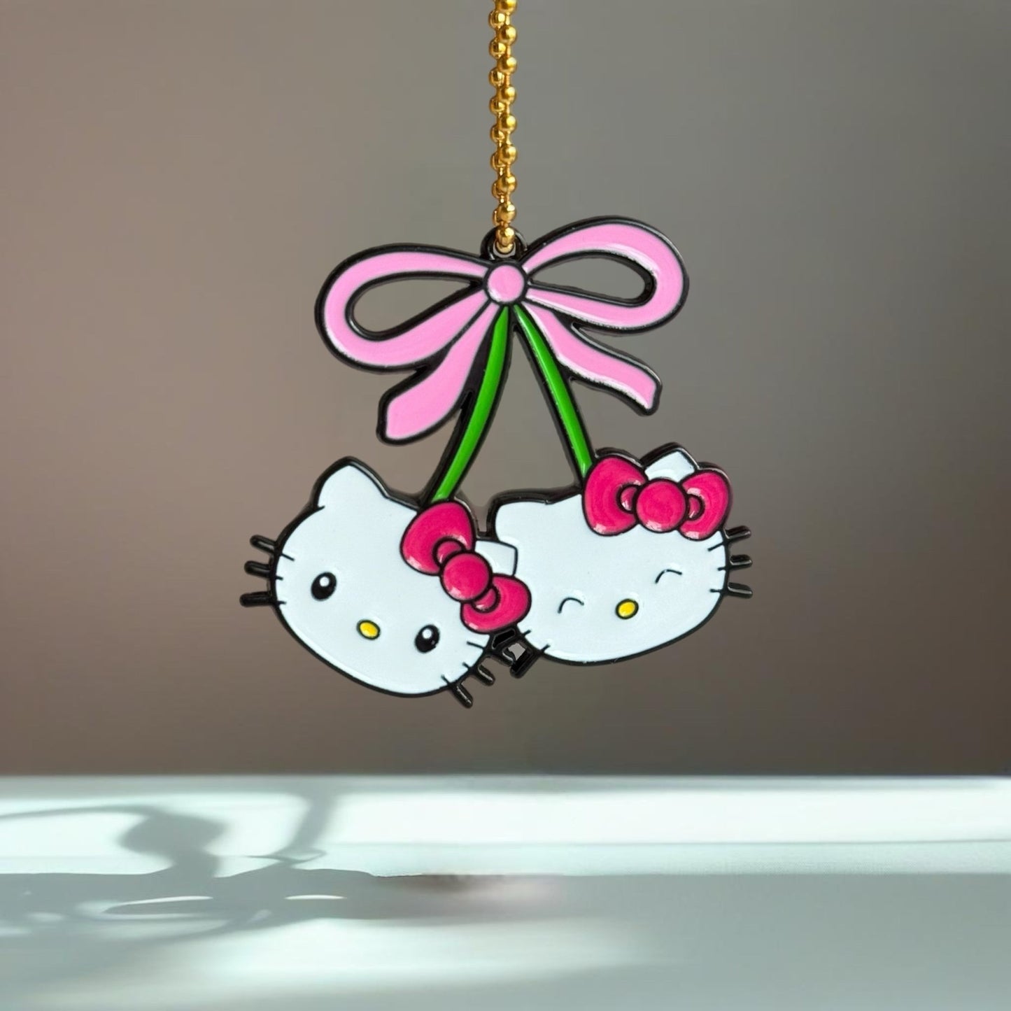 Kitty Cherries Charm - Tumbler Handle Charm - The Nifty Little Finds - Charm - The Nifty Little Finds