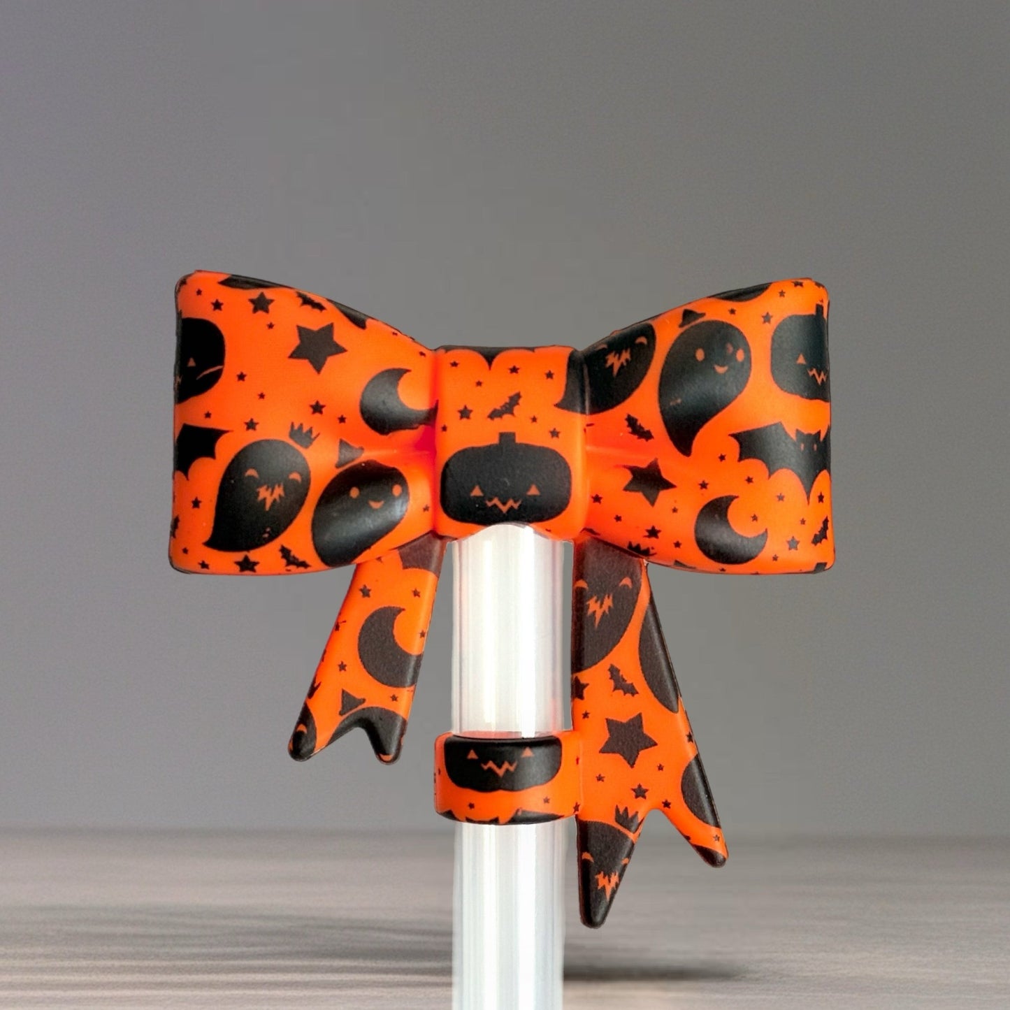 Orange Halloween 3D Bow Straw Topper - The Nifty Little Finds - 3D Bow Straw Topper - The Nifty Little Finds