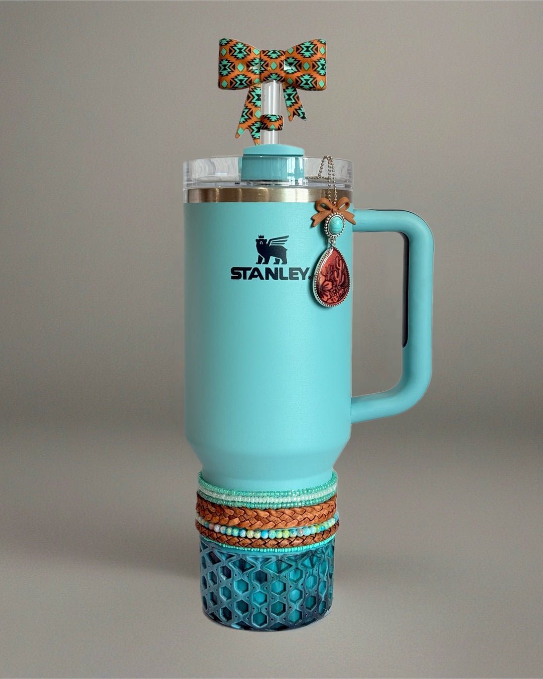 Tooled Turquoise Charm - Tumbler Handle Charm - The Nifty Little Finds - Charm - The Nifty Little Finds