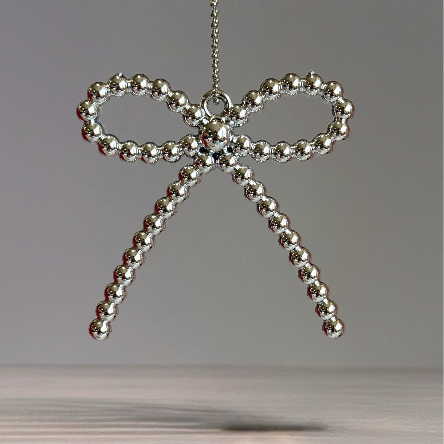 Silver Beaded Bow Charm - Tumbler Handle Charm - The Nifty Little Finds - Charm - The Nifty Little Finds