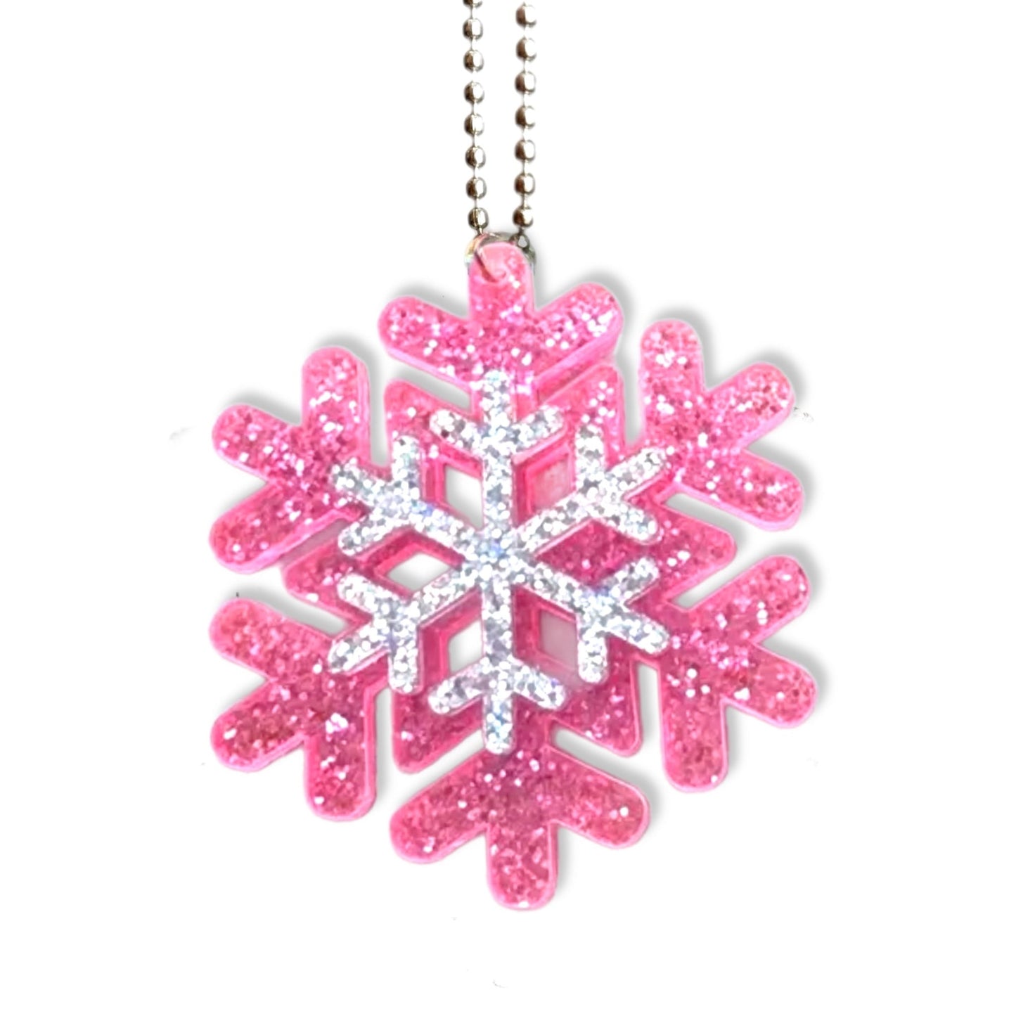 Pink Glitter Snowflake Charm - Tumbler Handle Charm - The Nifty Little Finds - Charm - The Nifty Little Finds
