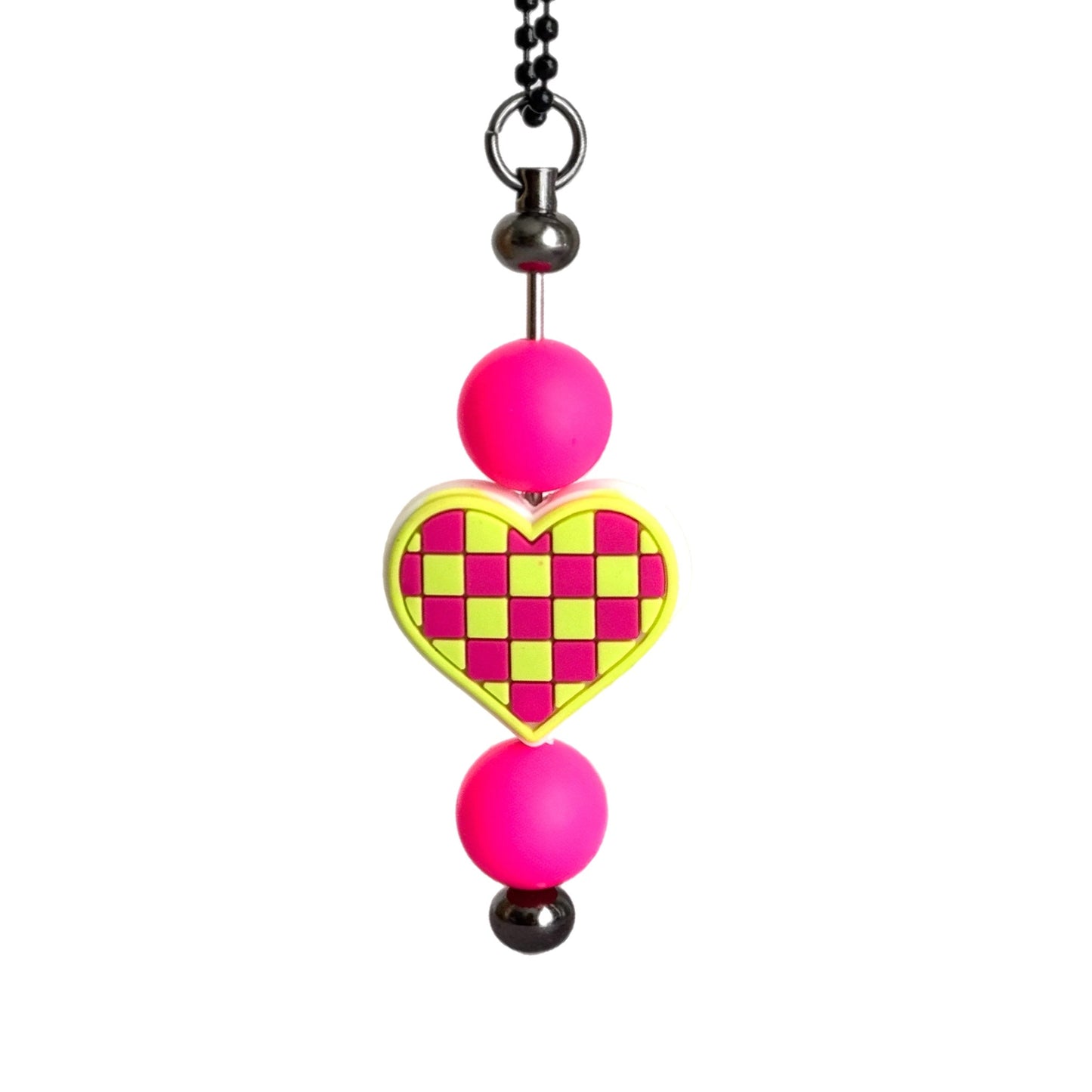 Checker Heart Bar Charm - Tumbler Handle Charm - The Nifty Little Finds - Charm - The Nifty Little Finds