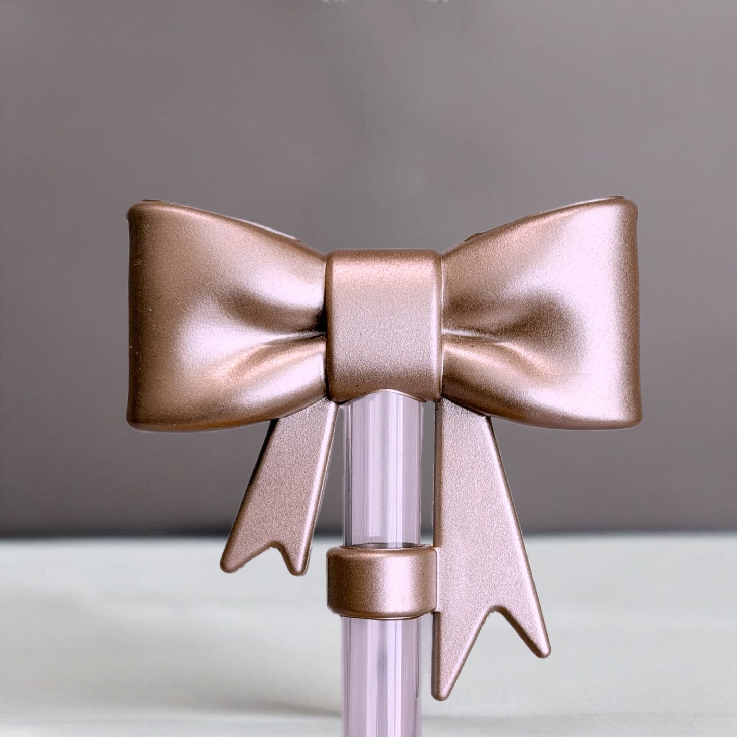 Rose Gold Metallic 3D Bow Straw Topper - The Nifty Little Finds - 3D Bow Straw Topper - The Nifty Little Finds
