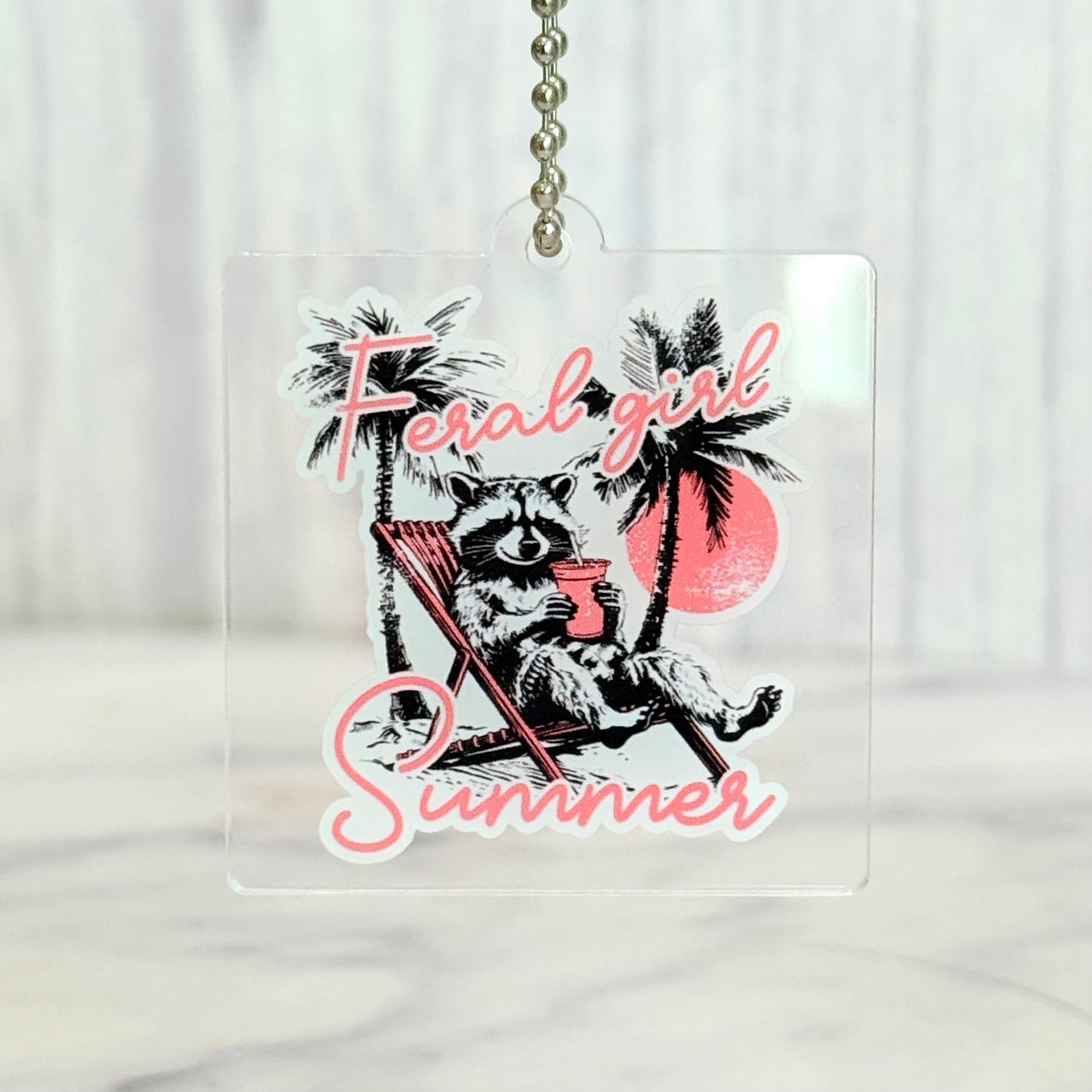 Feral Girl Summer Raccoon Charm- Tumbler Handle Charm - The Nifty Little Finds - Charm - The Nifty Little Finds