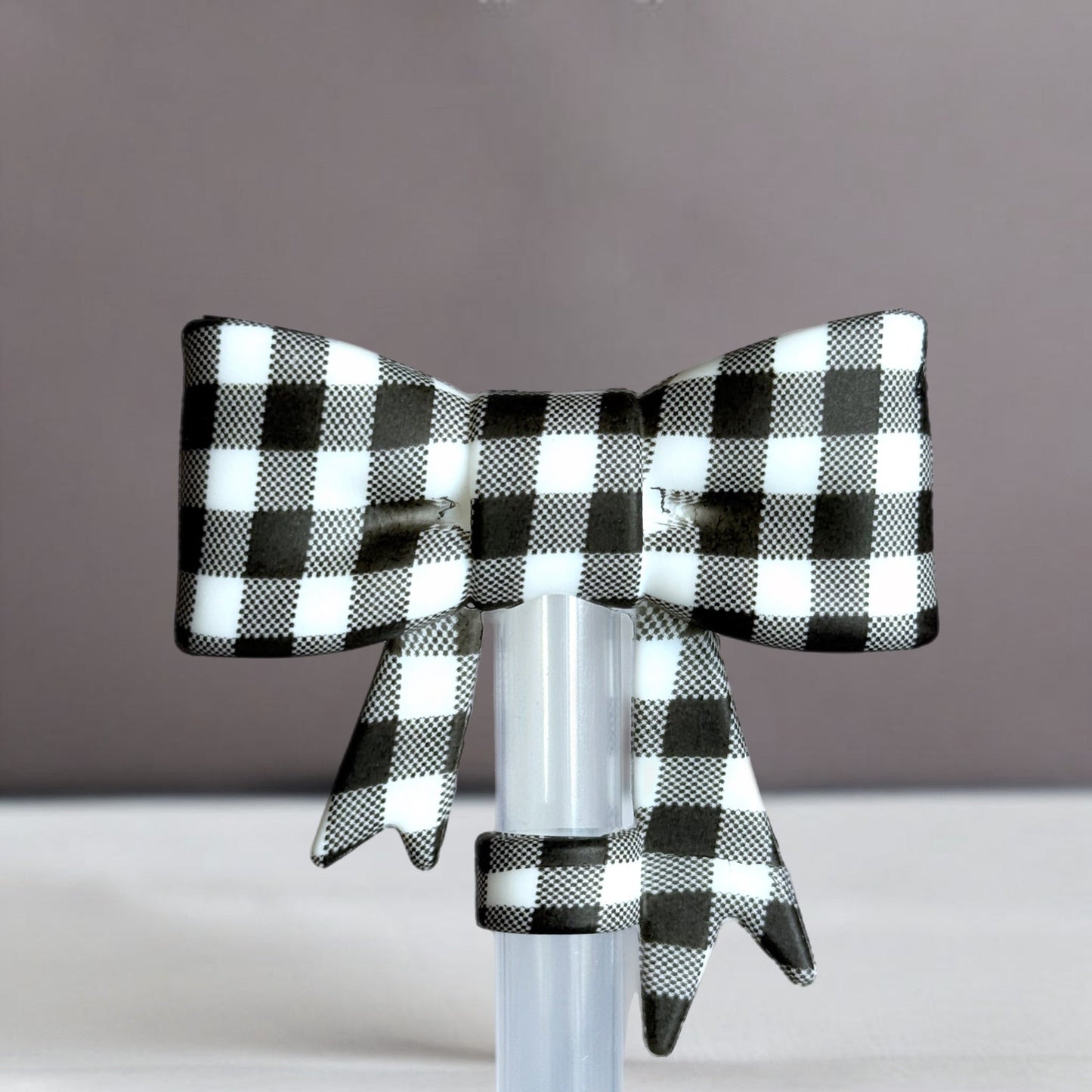 Buffalo Plaid 3D Bow Straw Topper - The Nifty Little Finds - 3D Bow Straw Topper - The Nifty Little Finds