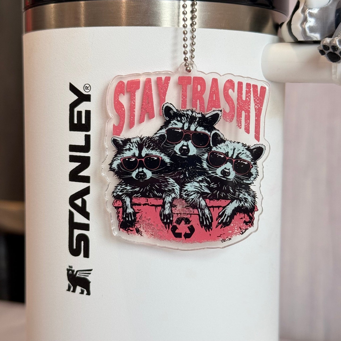 Large Stay Trashy Raccoon- Tumbler Handle Charm - The Nifty Little Finds - Charm - The Nifty Little Finds
