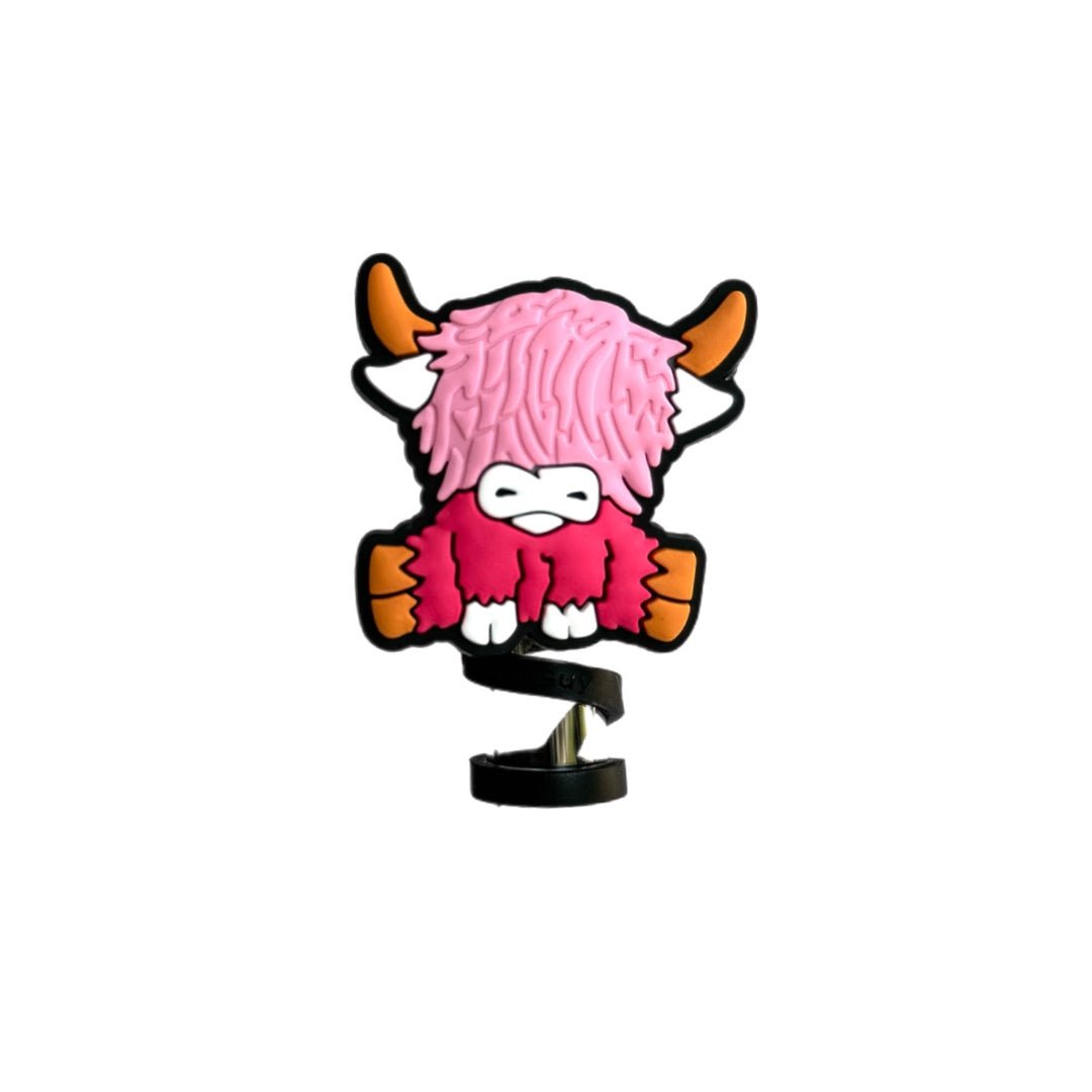 Pink Highland Cow Straw Topper - The Nifty Little Finds - The Nifty Little Finds