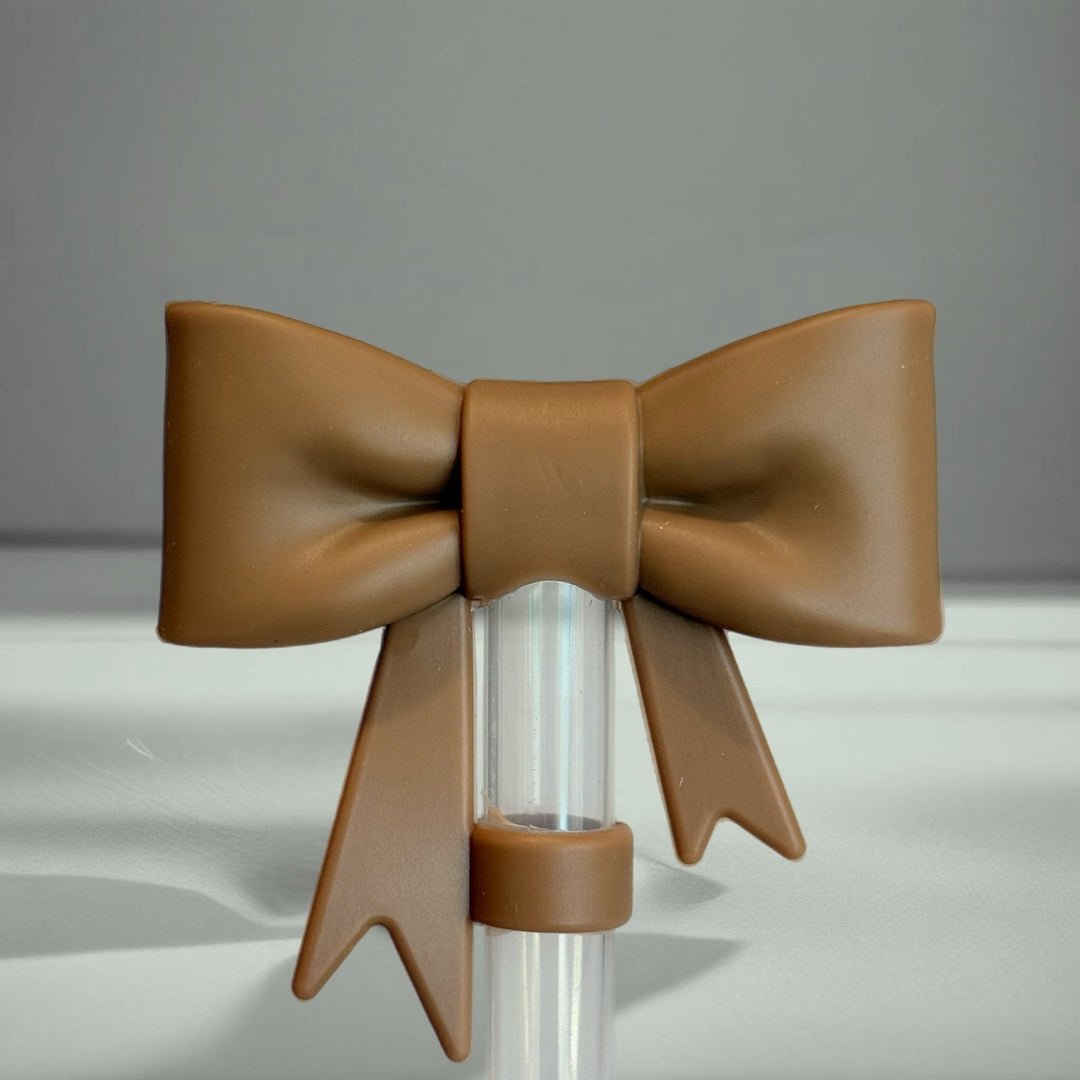 Mocha Brown 3D Bow Straw Topper - The Nifty Little Finds - 3D Bow Straw Topper - The Nifty Little Finds
