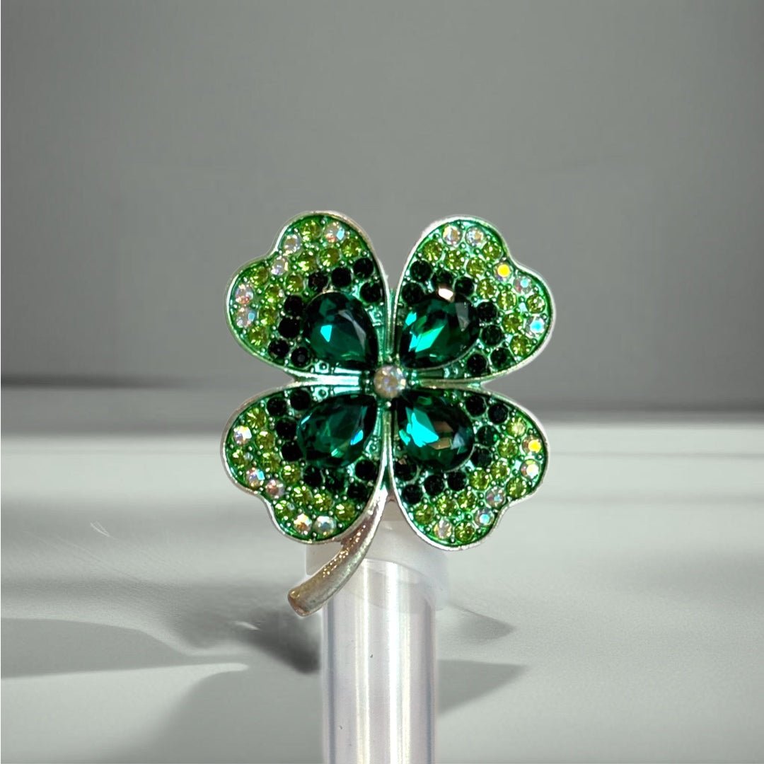 Green Bling Clover Straw Topper - The Nifty Little Finds - Deluxe Straw Topper - The Nifty Little Finds