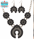 Black Diamond Squash Blossom Jewelry Set