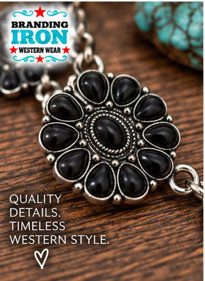 Black Diamond Squash Blossom Jewelry Set