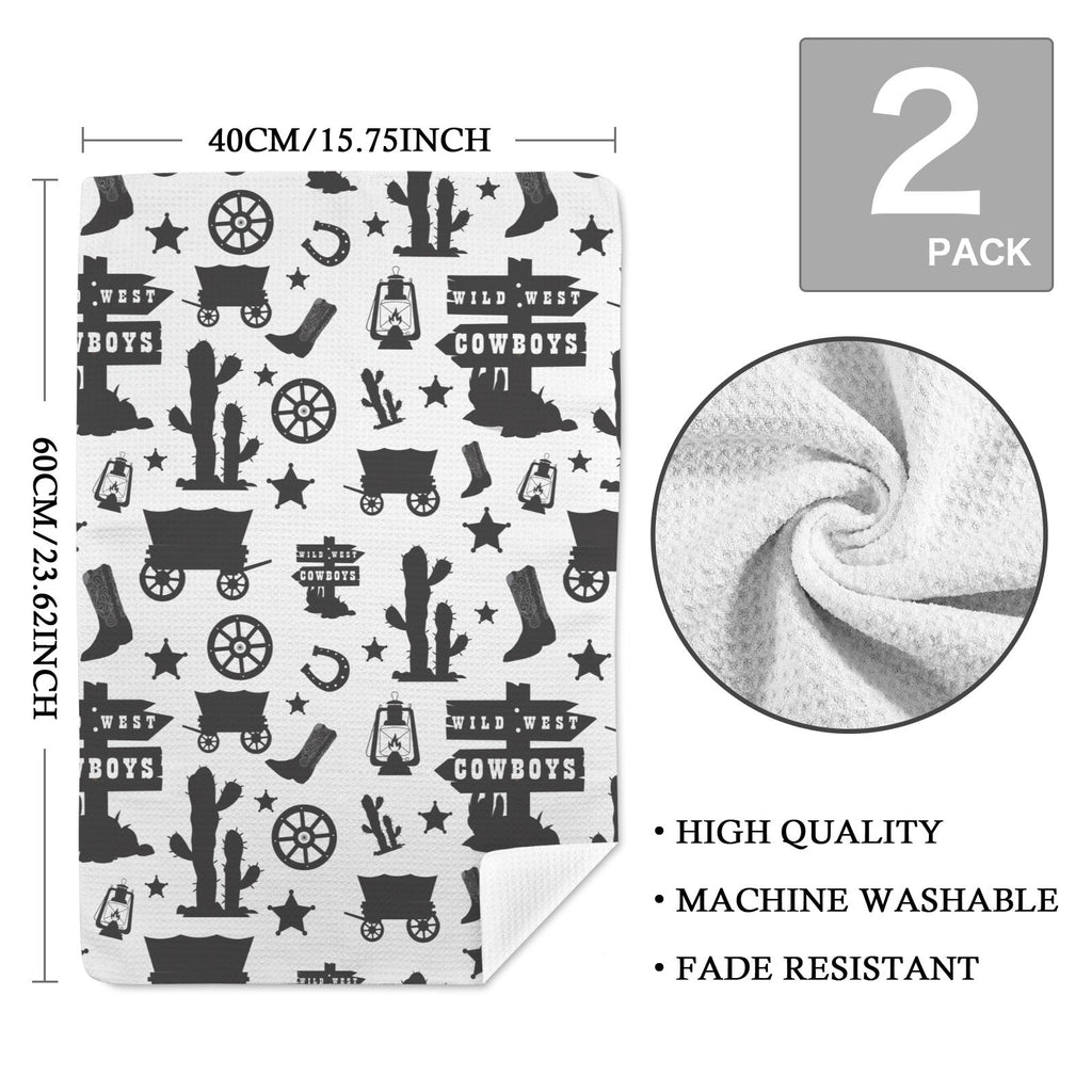 Baha Ranch Wild West Cowboys Set of 2 Dish Towels