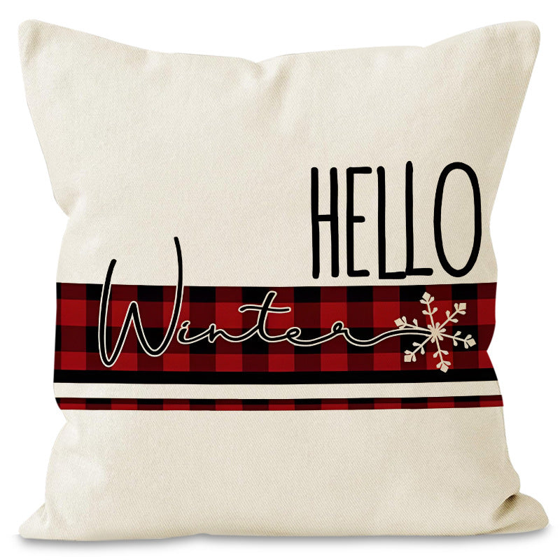 Christmas Pillowcase Linen Red Black Checkered