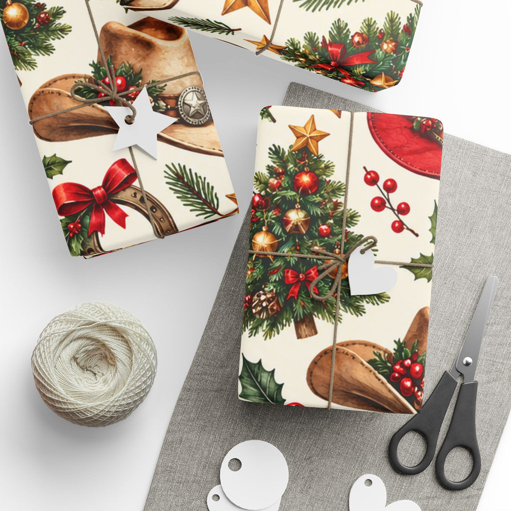 Christmas Hats & Horseshoes Wrapping Paper