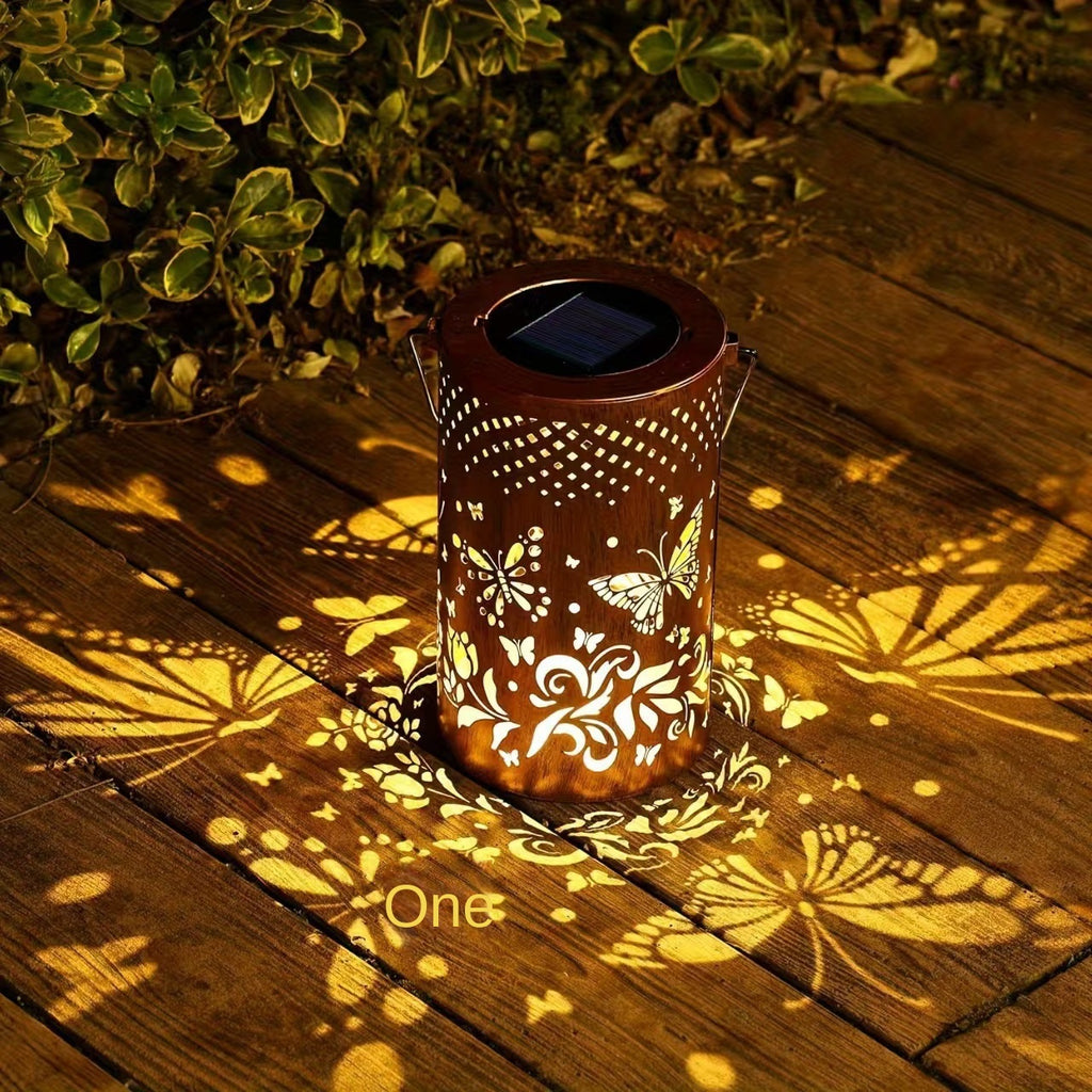 Solar Powered Sunflower Lantern Outdoor Waterproof Iron Art Hollow Garden Decor Hanging Light Factory