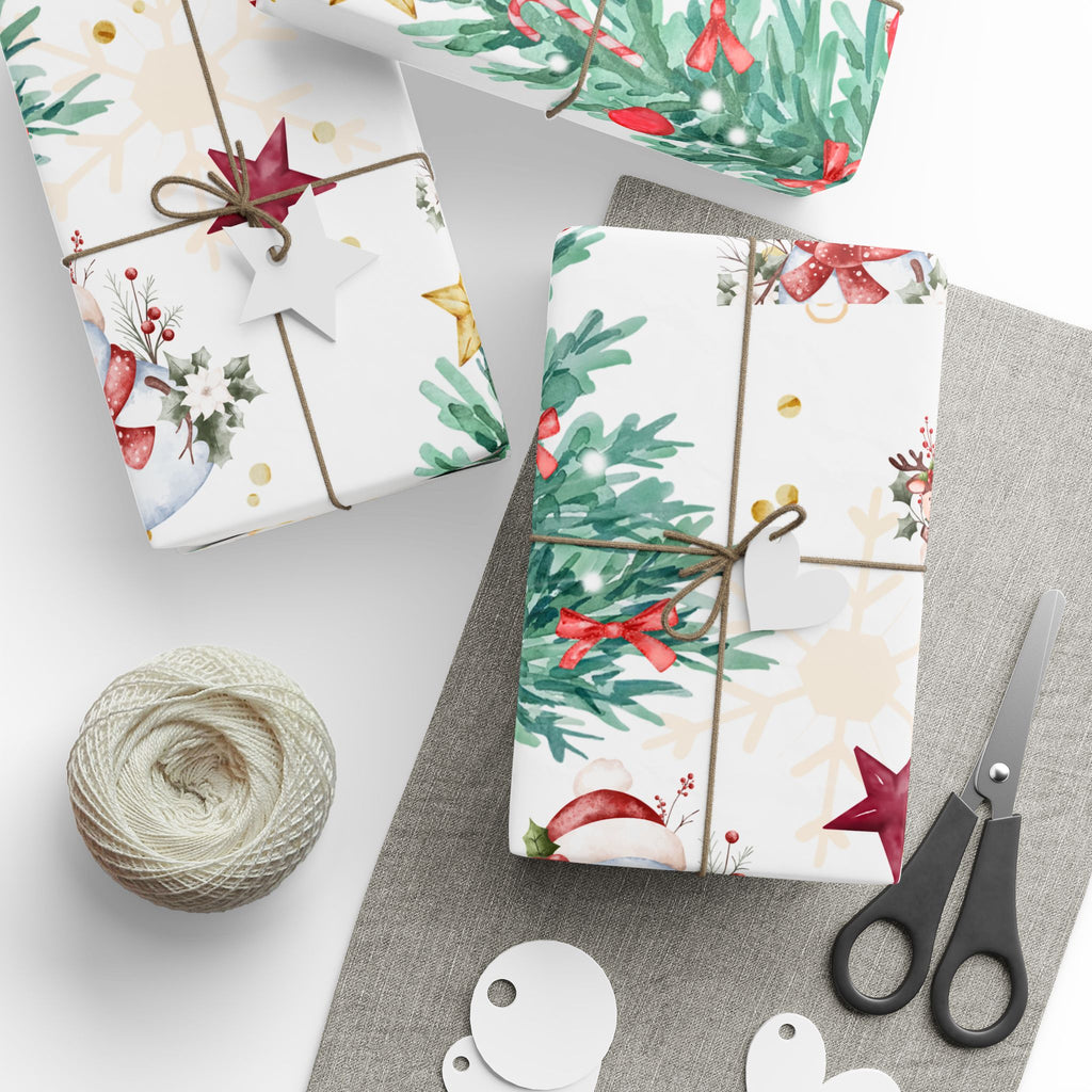 Snowmen & Evergreen Wishes Christmas Wrapping Paper