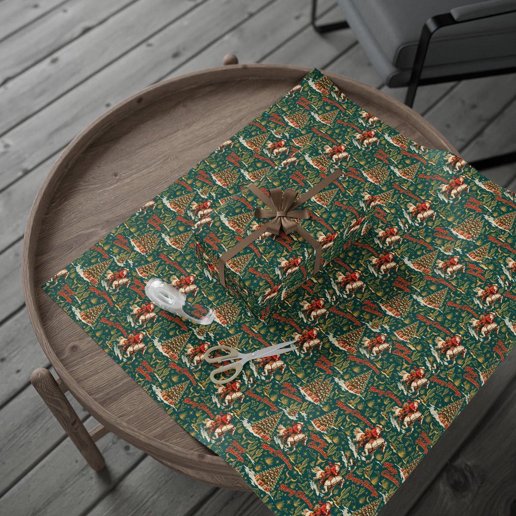 Cowboy Santa Western Christmas Wrapping Paper