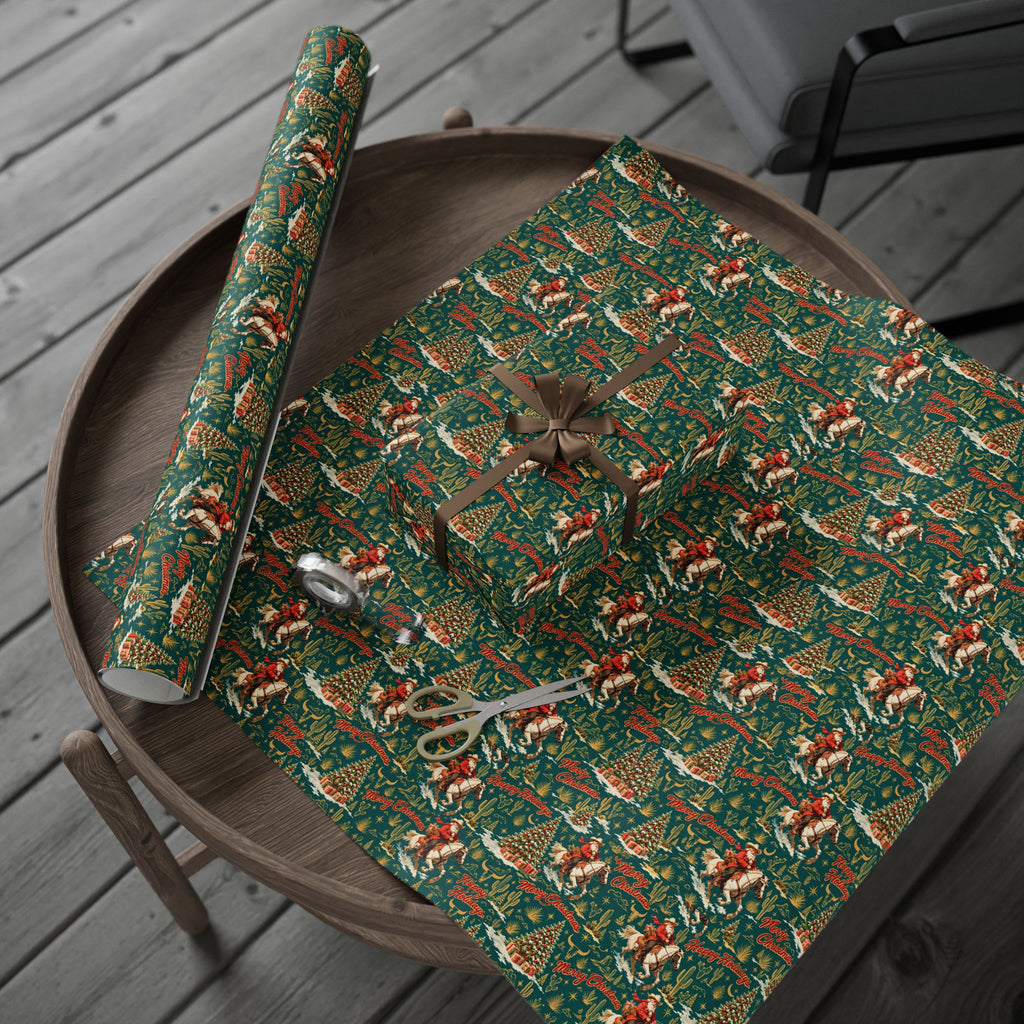 Cowboy Santa Western Christmas Wrapping Paper