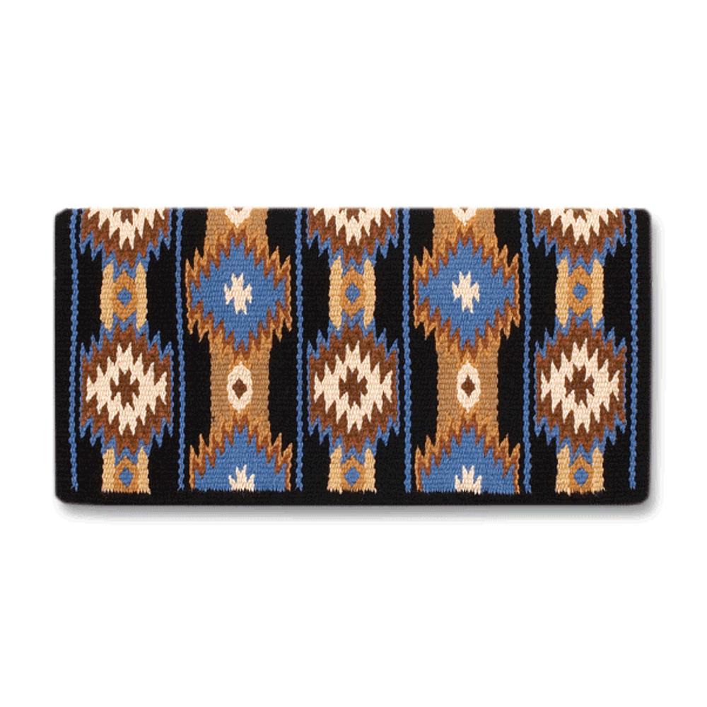 Two X Two 38inx34in New Zealand Wool Saddle Blanket NAVY TAN BLUE