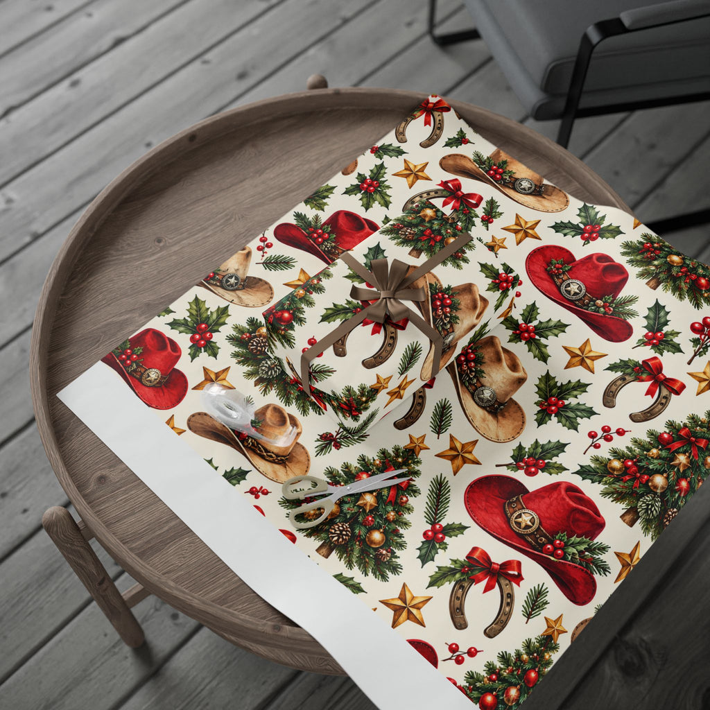 Christmas Hats & Horseshoes Wrapping Paper