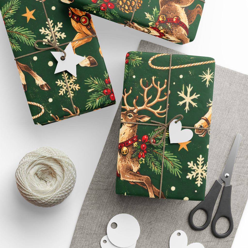 Santa’s Reindeer Roundup Western Christmas Wrapping Paper