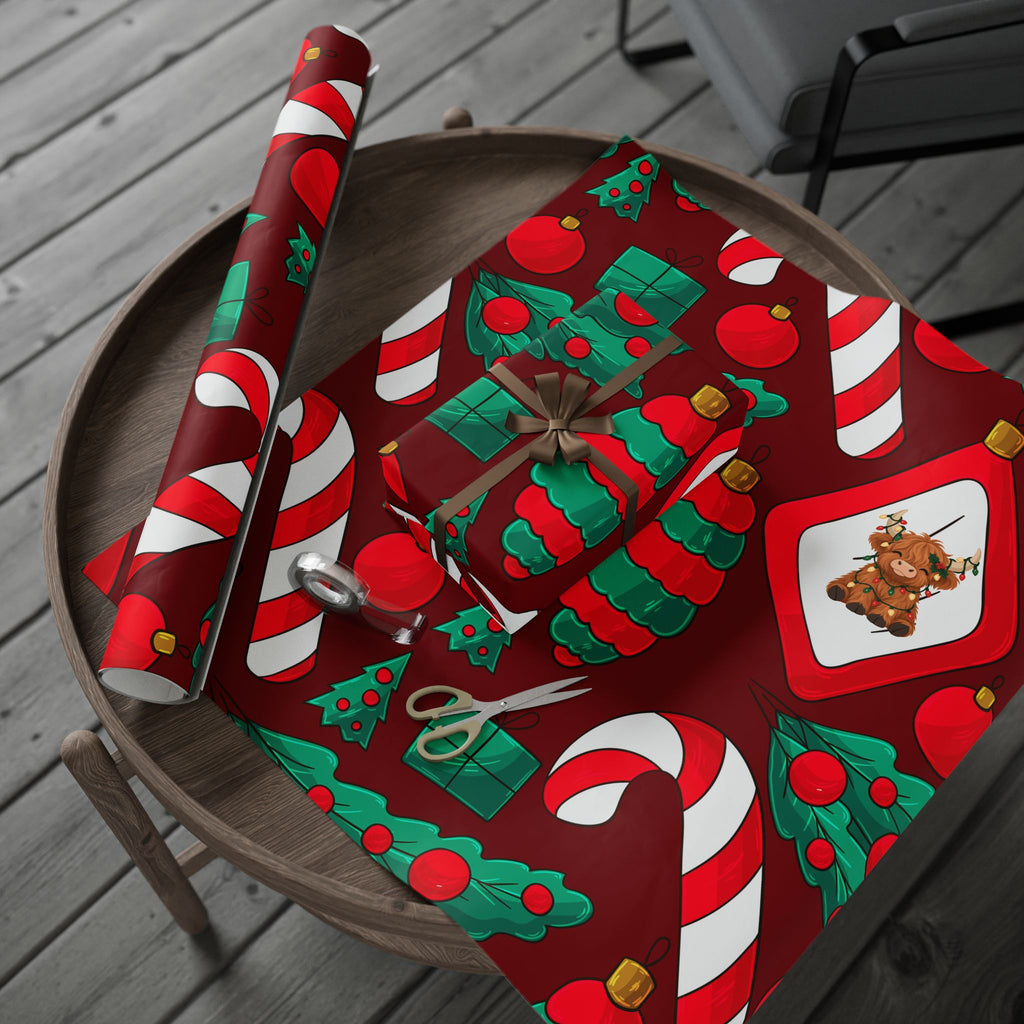 Candy Canes & Highland Cheer Christmas Wrapping Paper