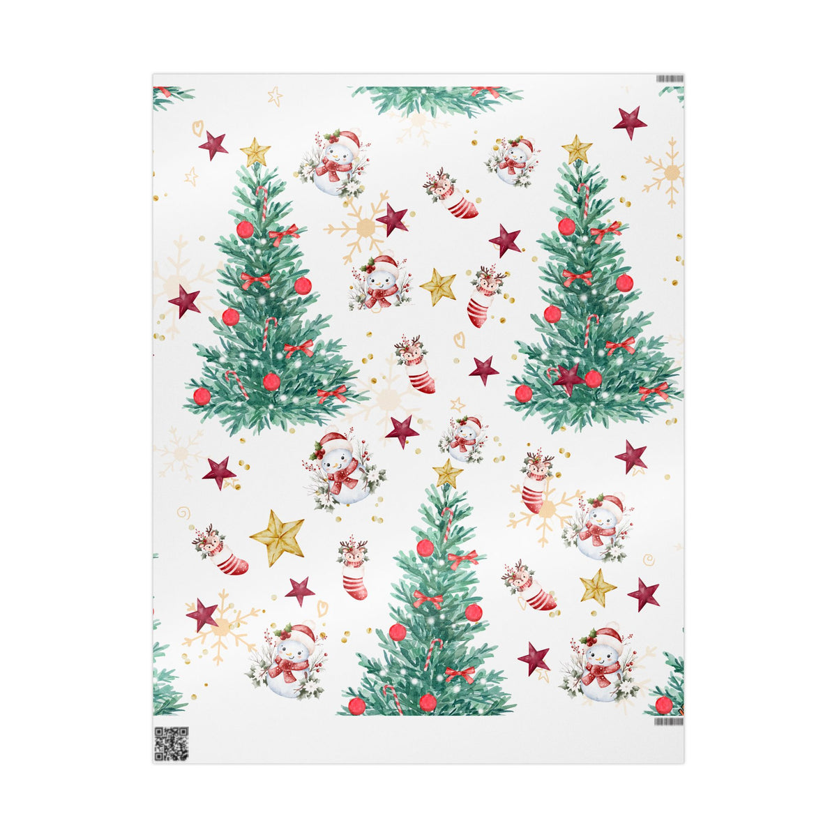 Snowmen & Evergreen Wishes Christmas Wrapping Paper