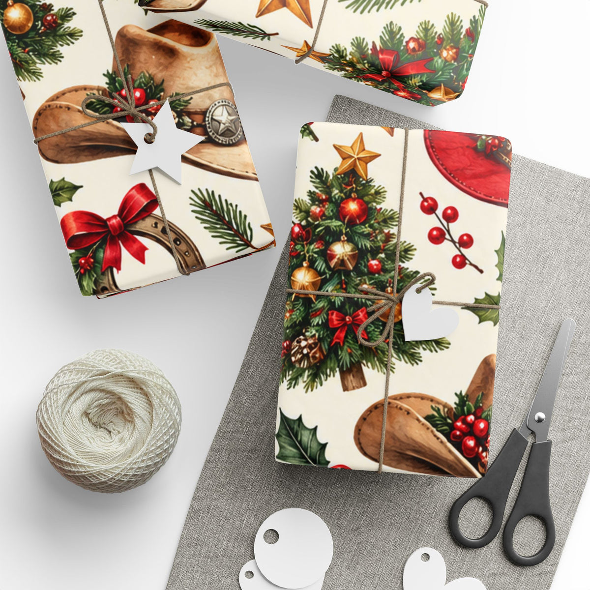 Christmas Hats & Horseshoes Wrapping Paper