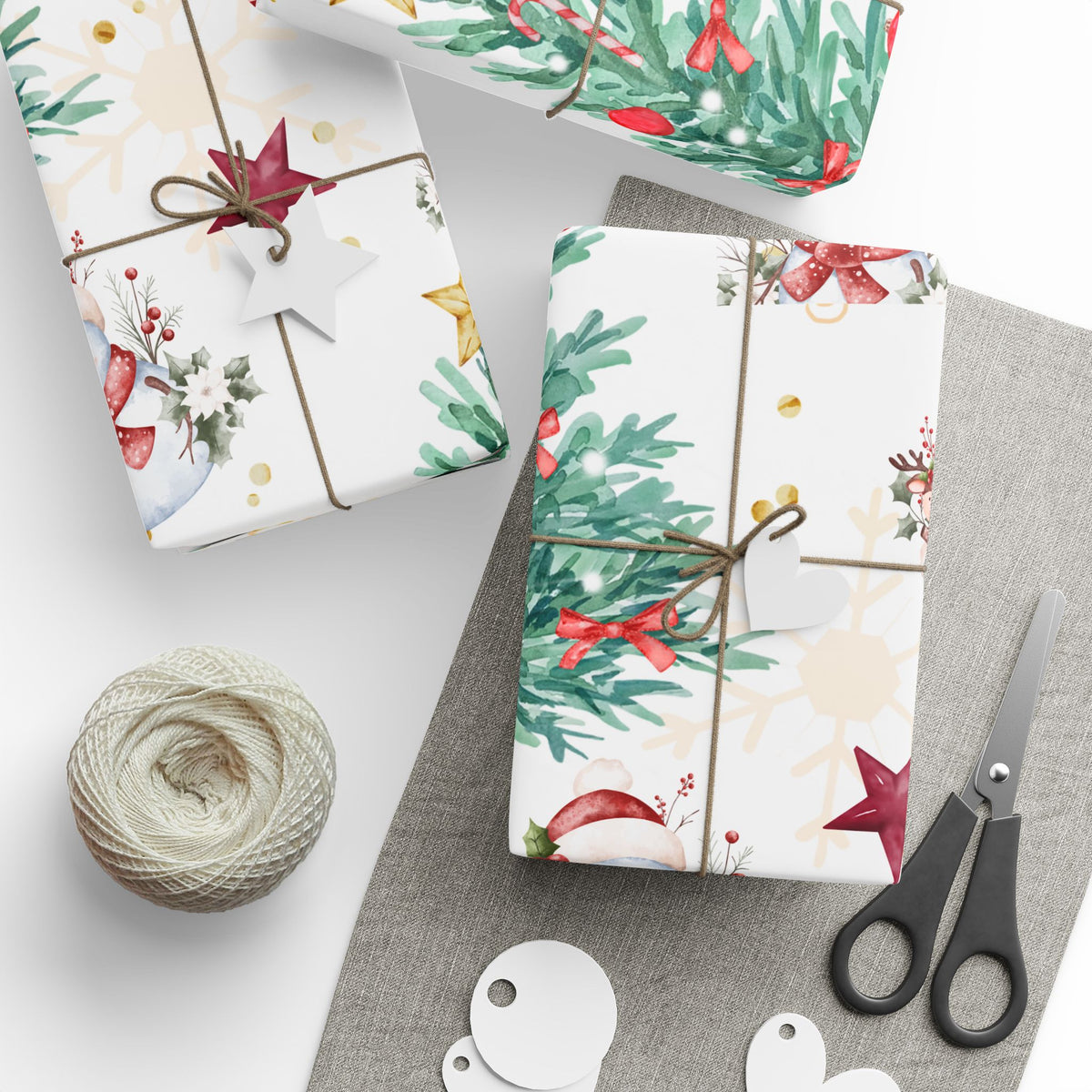 Snowmen & Evergreen Wishes Christmas Wrapping Paper