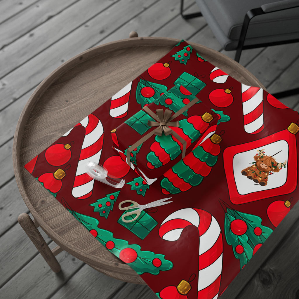 Candy Canes & Highland Cheer Christmas Wrapping Paper