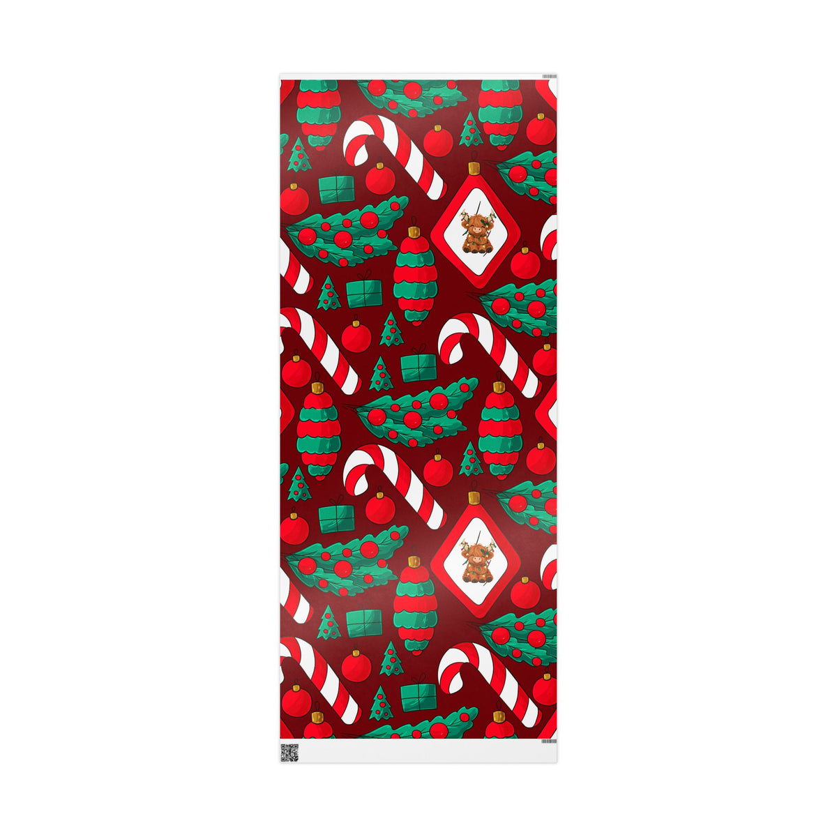 Candy Canes & Highland Cheer Christmas Wrapping Paper