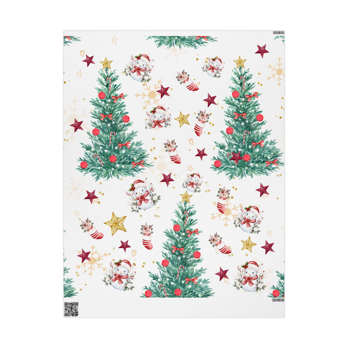 Snowmen & Evergreen Wishes Christmas Wrapping Paper