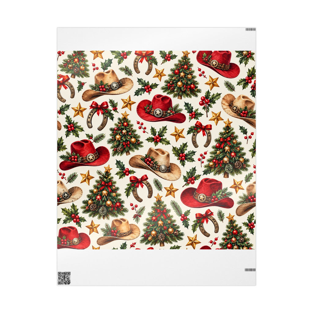 Christmas Hats & Horseshoes Wrapping Paper