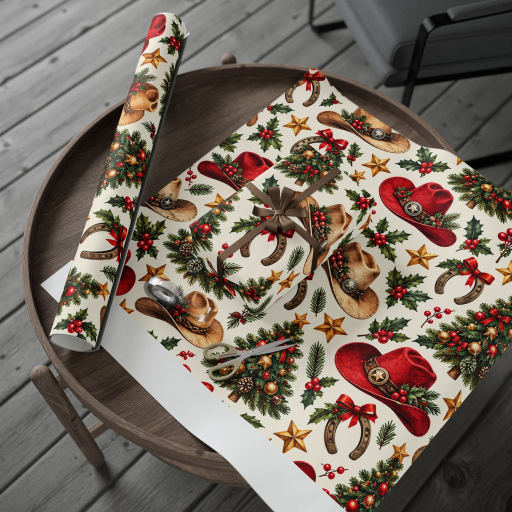 Christmas Hats & Horseshoes Wrapping Paper