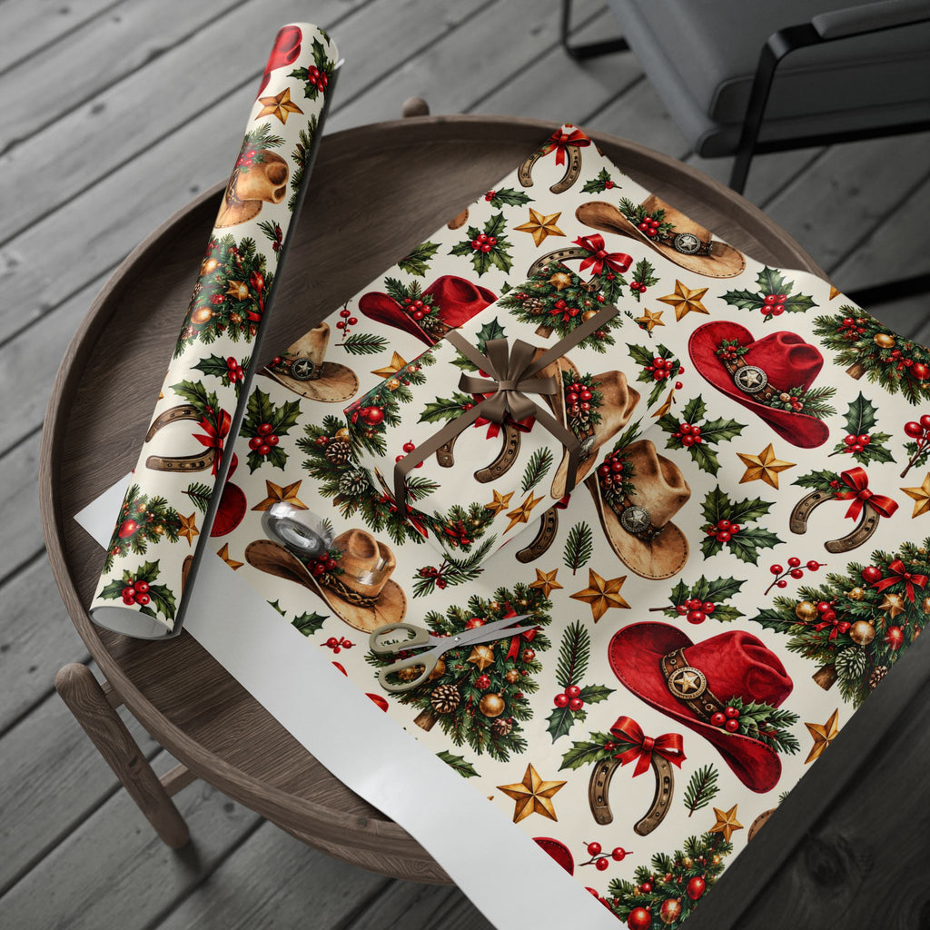 Christmas Hats & Horseshoes Wrapping Paper