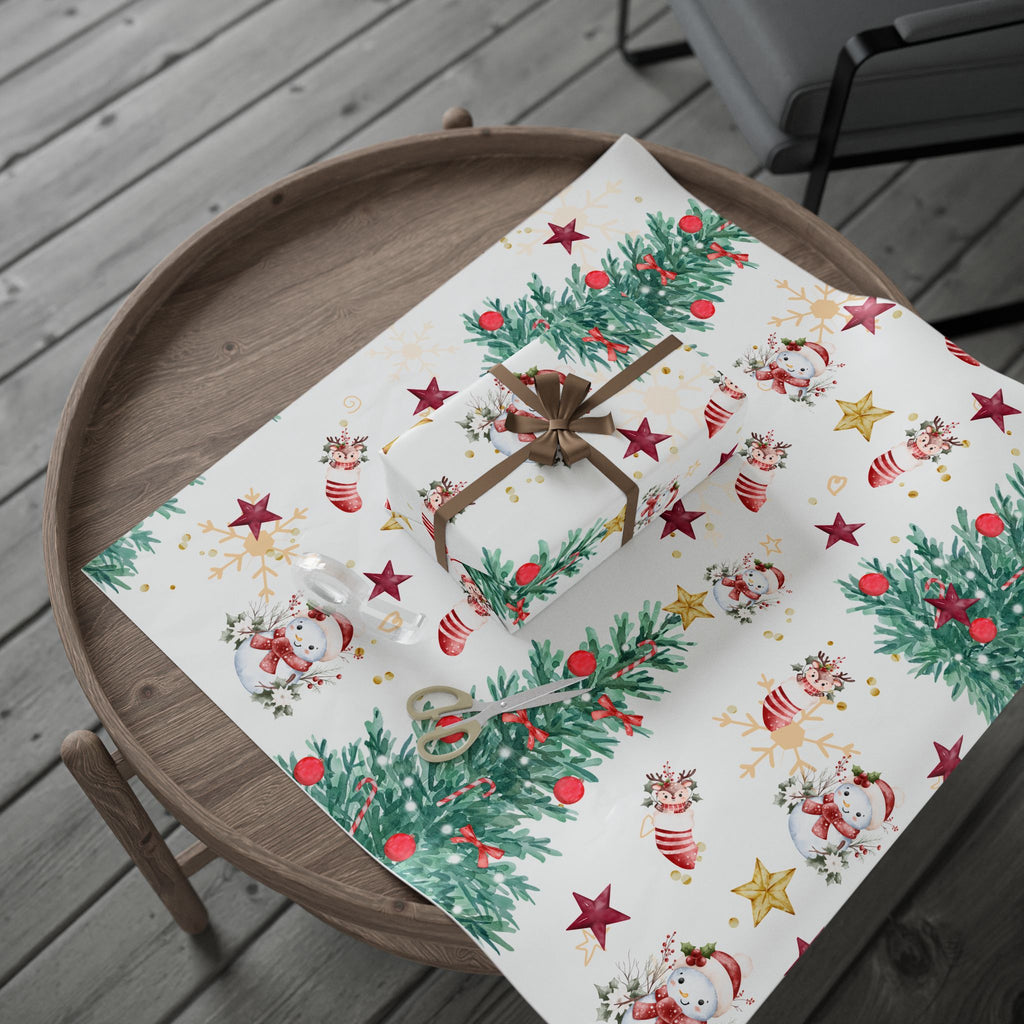 Snowmen & Evergreen Wishes Christmas Wrapping Paper