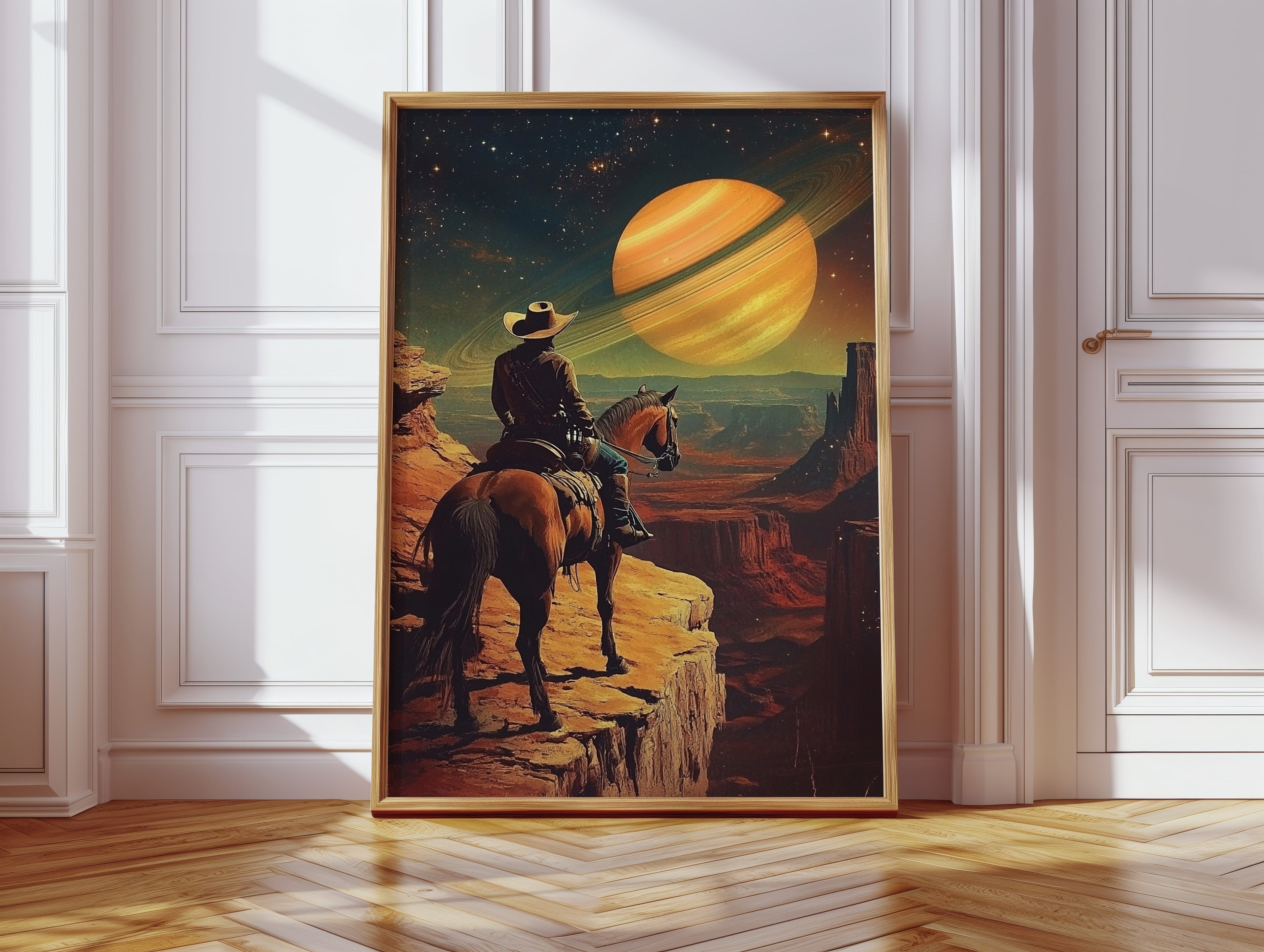 Cosmic Cowboy Canvas – Western Sci-Fi Wall Art