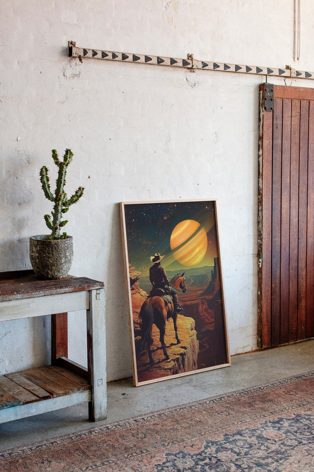 Cosmic Cowboy Canvas – Western Sci-Fi Wall Art
