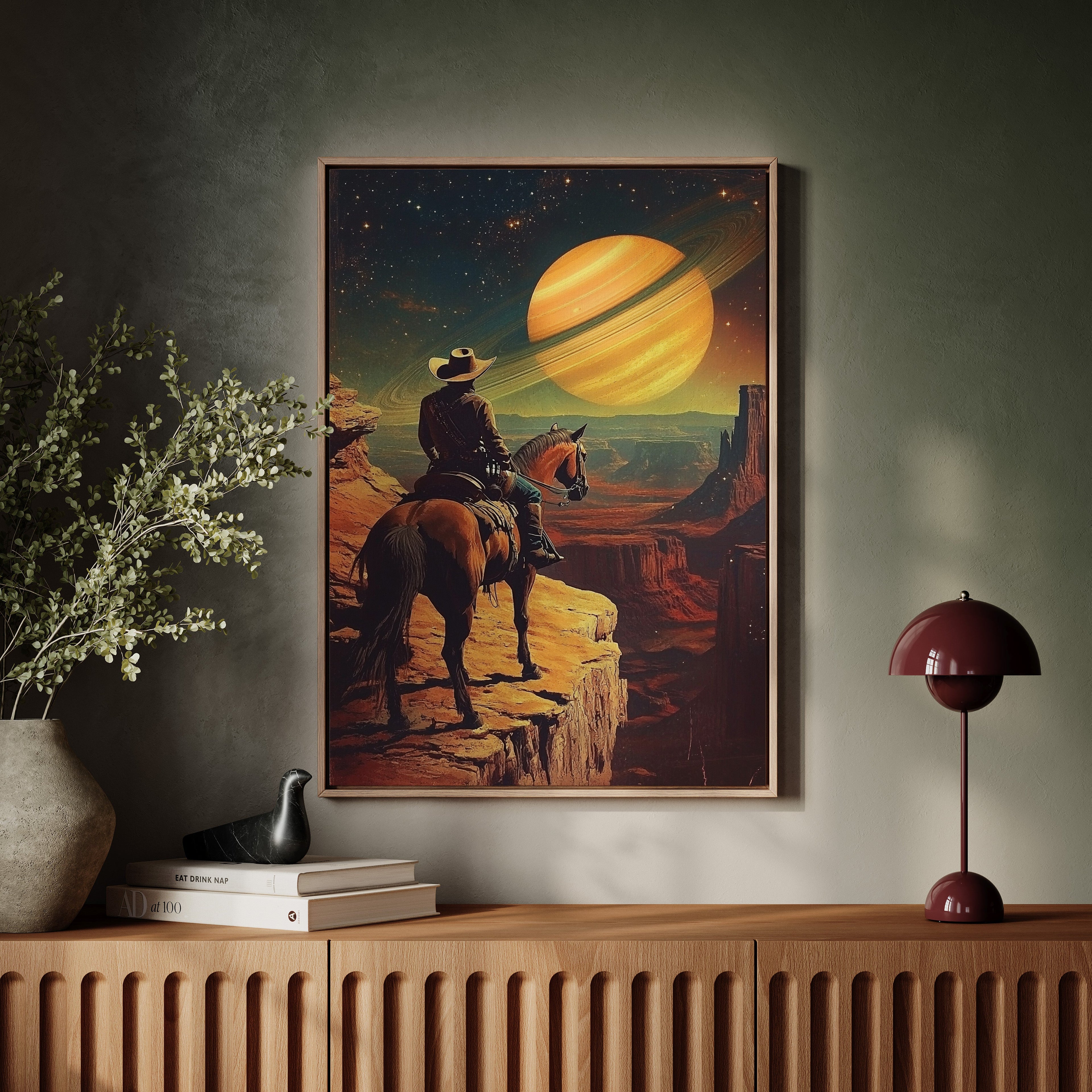 Cosmic Cowboy Canvas – Western Sci-Fi Wall Art