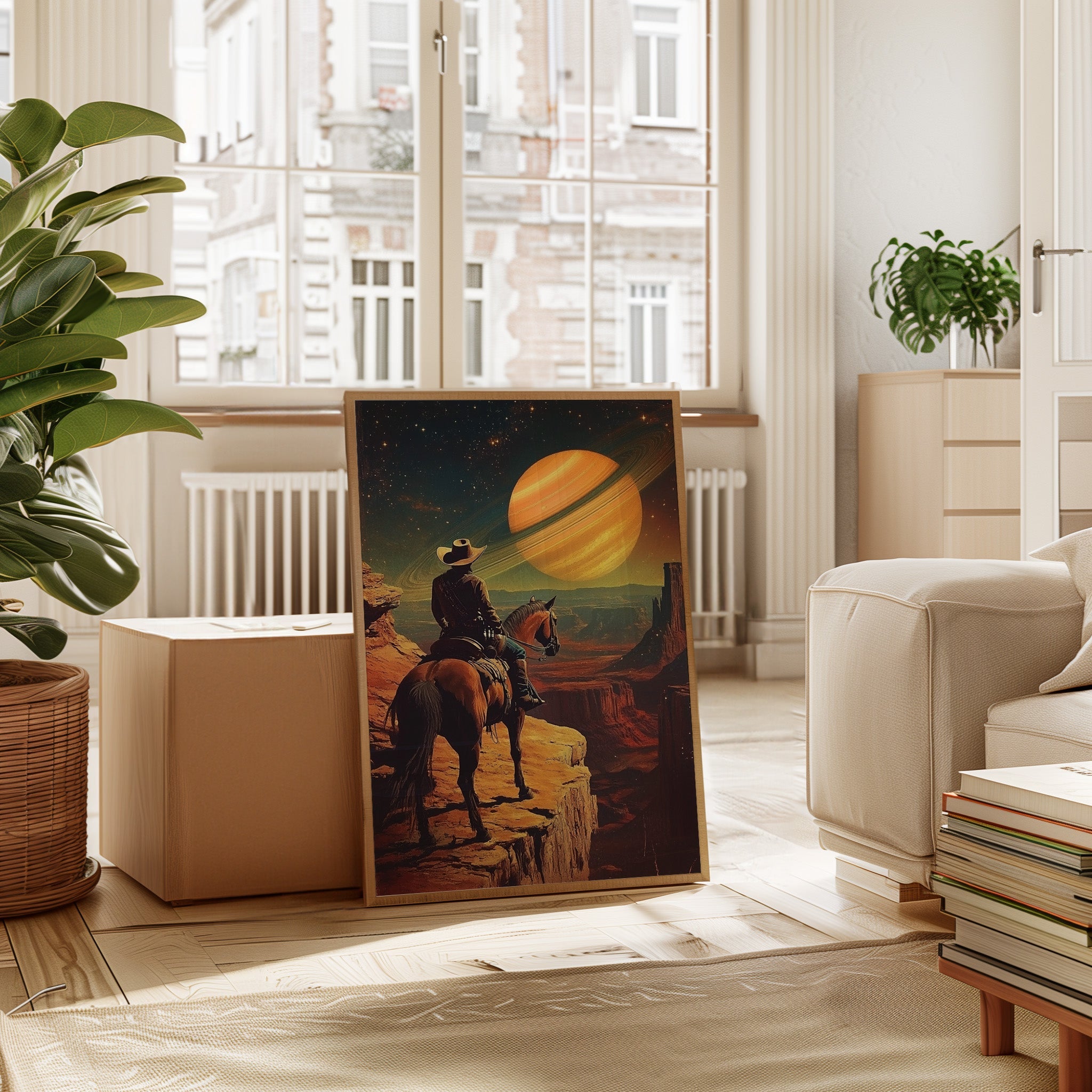 Cosmic Cowboy Canvas – Western Sci-Fi Wall Art