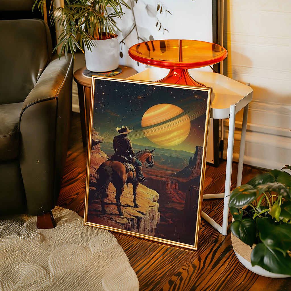 Cosmic Cowboy Canvas – Western Sci-Fi Wall Art