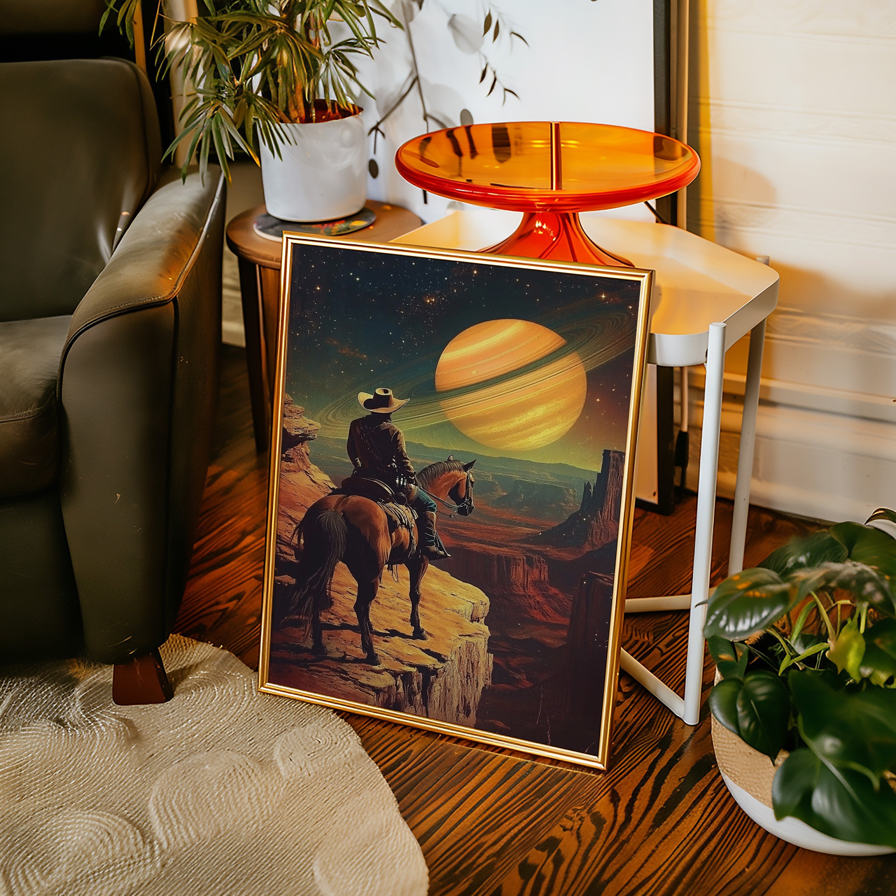 Cosmic Cowboy Canvas – Western Sci-Fi Wall Art