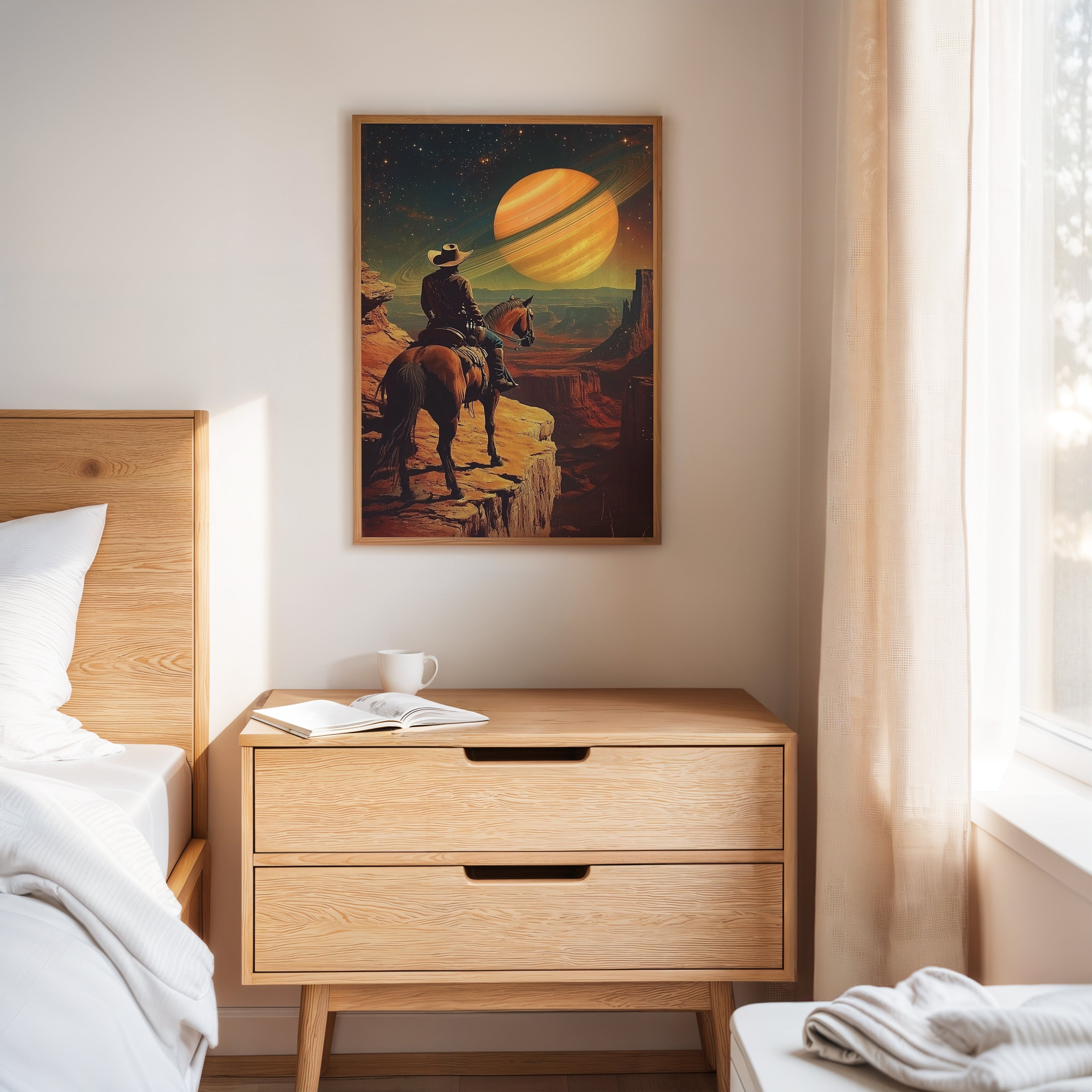 Cosmic Cowboy Canvas – Western Sci-Fi Wall Art