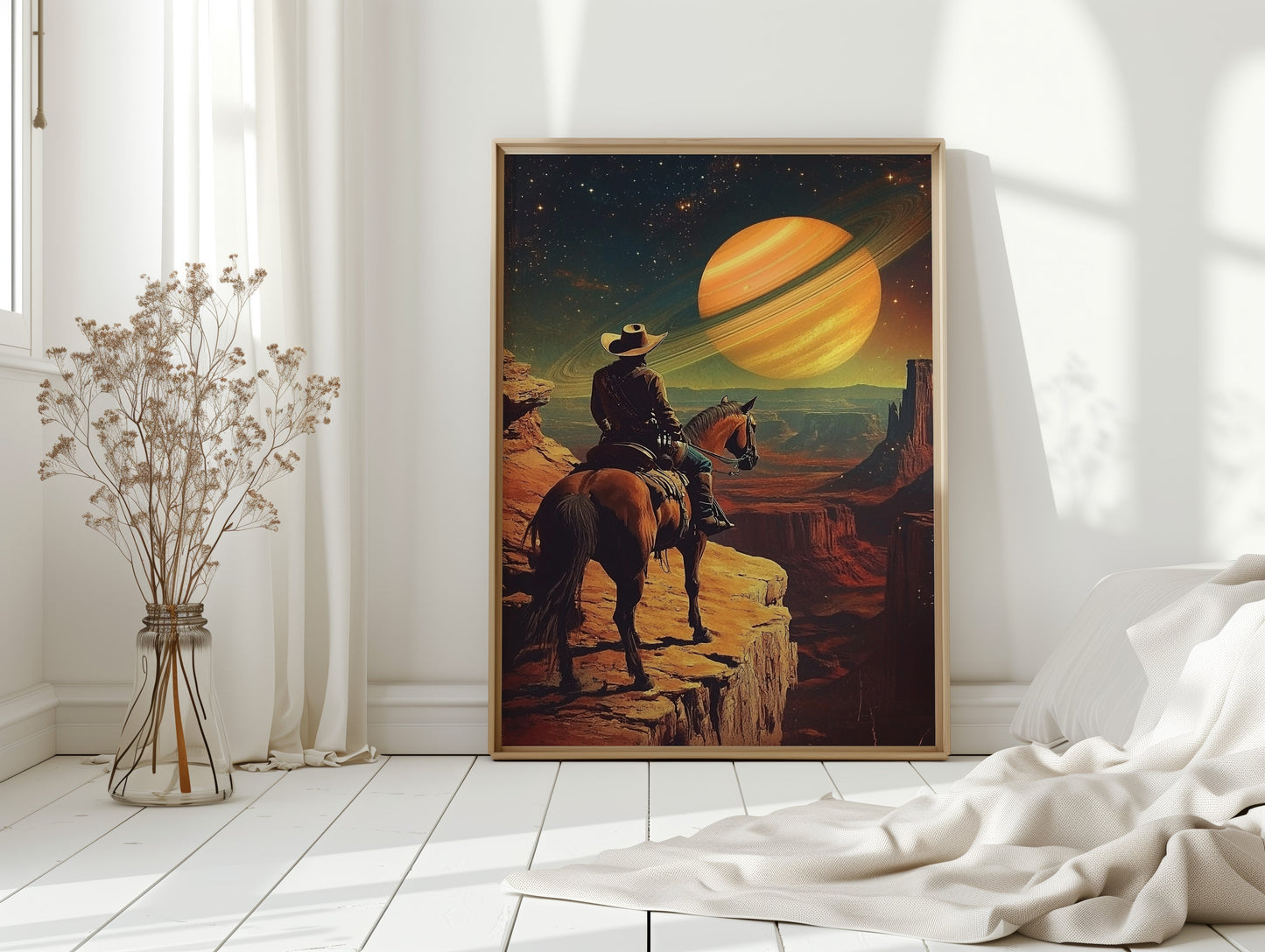 Cosmic Cowboy Canvas – Western Sci-Fi Wall Art