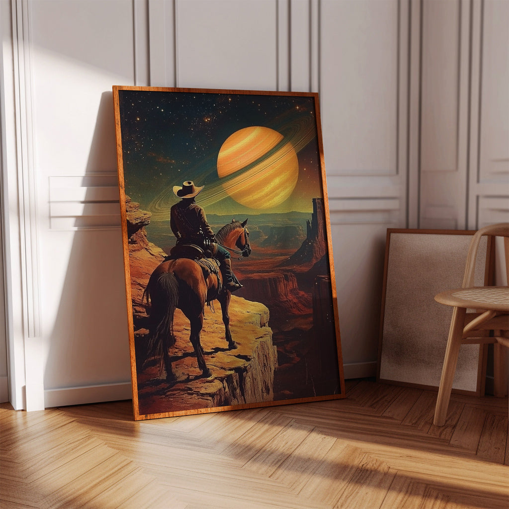 Cosmic Cowboy Canvas – Western Sci-Fi Wall Art