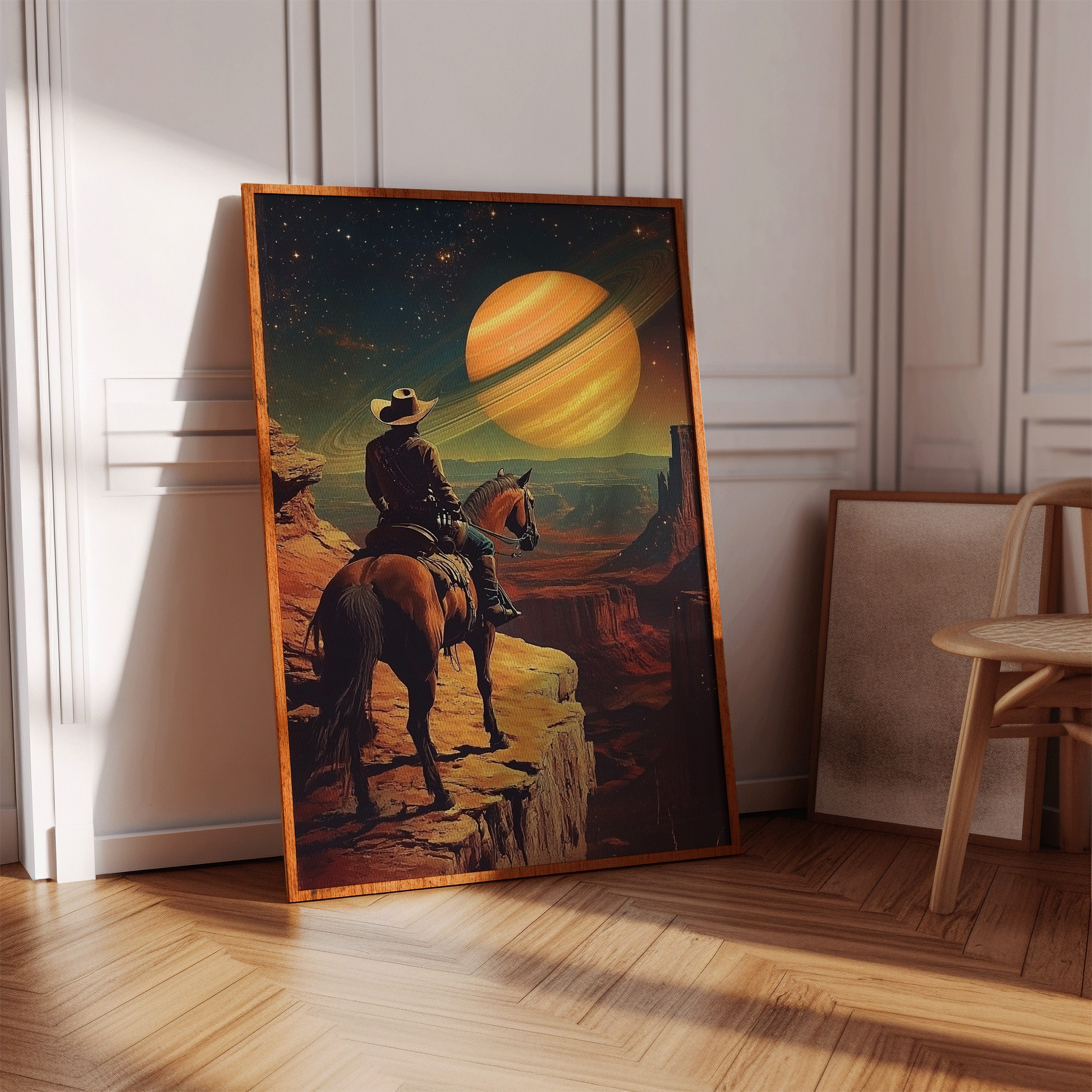 Cosmic Cowboy Canvas – Western Sci-Fi Wall Art