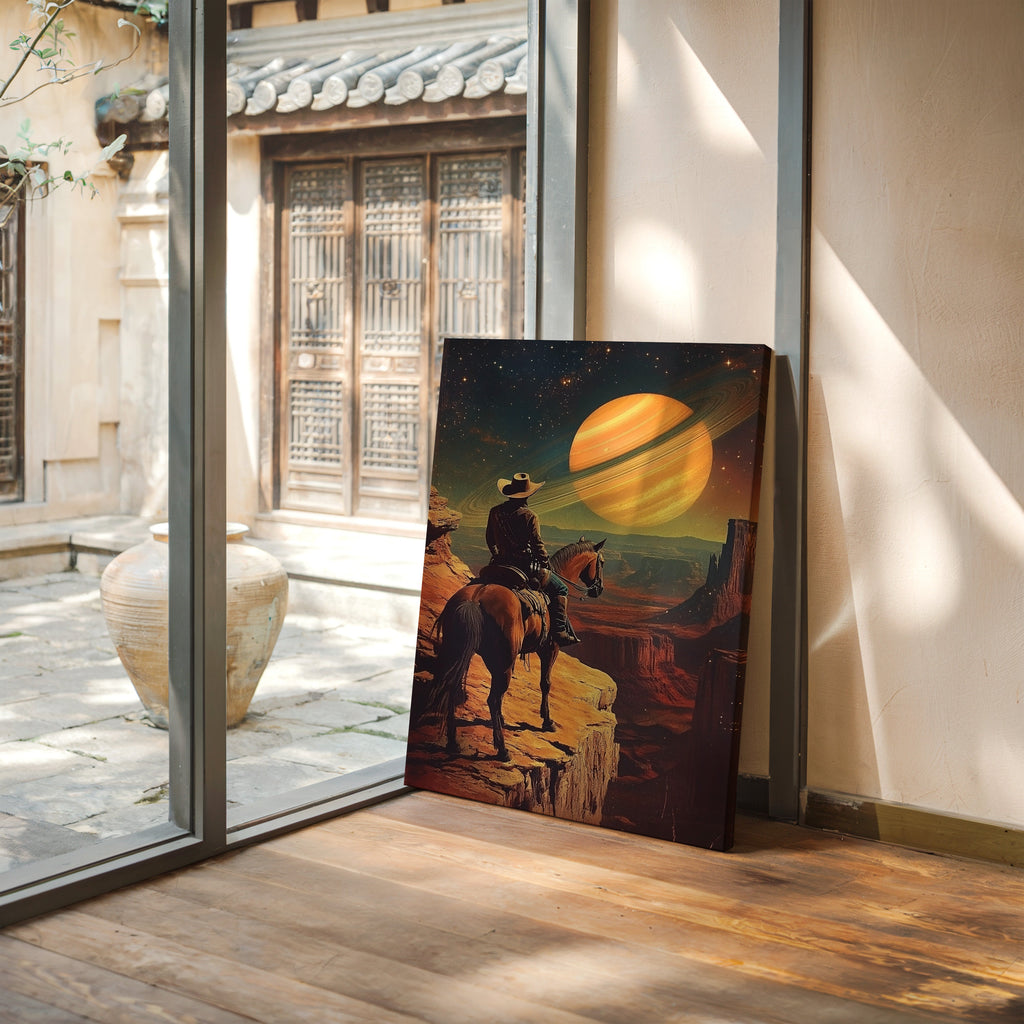 Cosmic Cowboy Canvas – Western Sci-Fi Wall Art