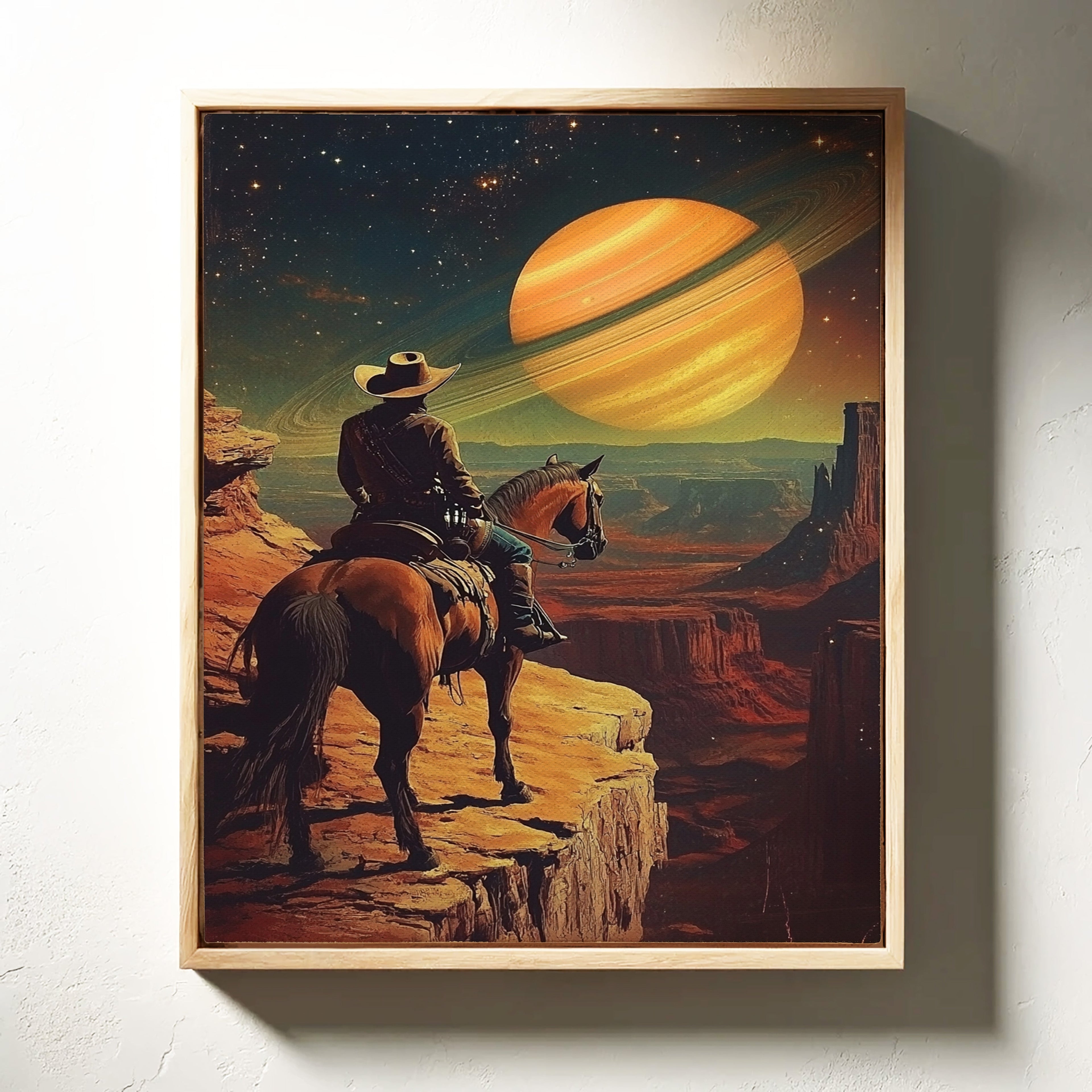 Cosmic Cowboy Canvas – Western Sci-Fi Wall Art
